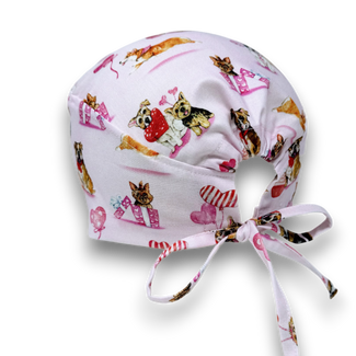 Dog Skull tie-back style surgical scrub cap for men by Paradise Caps.