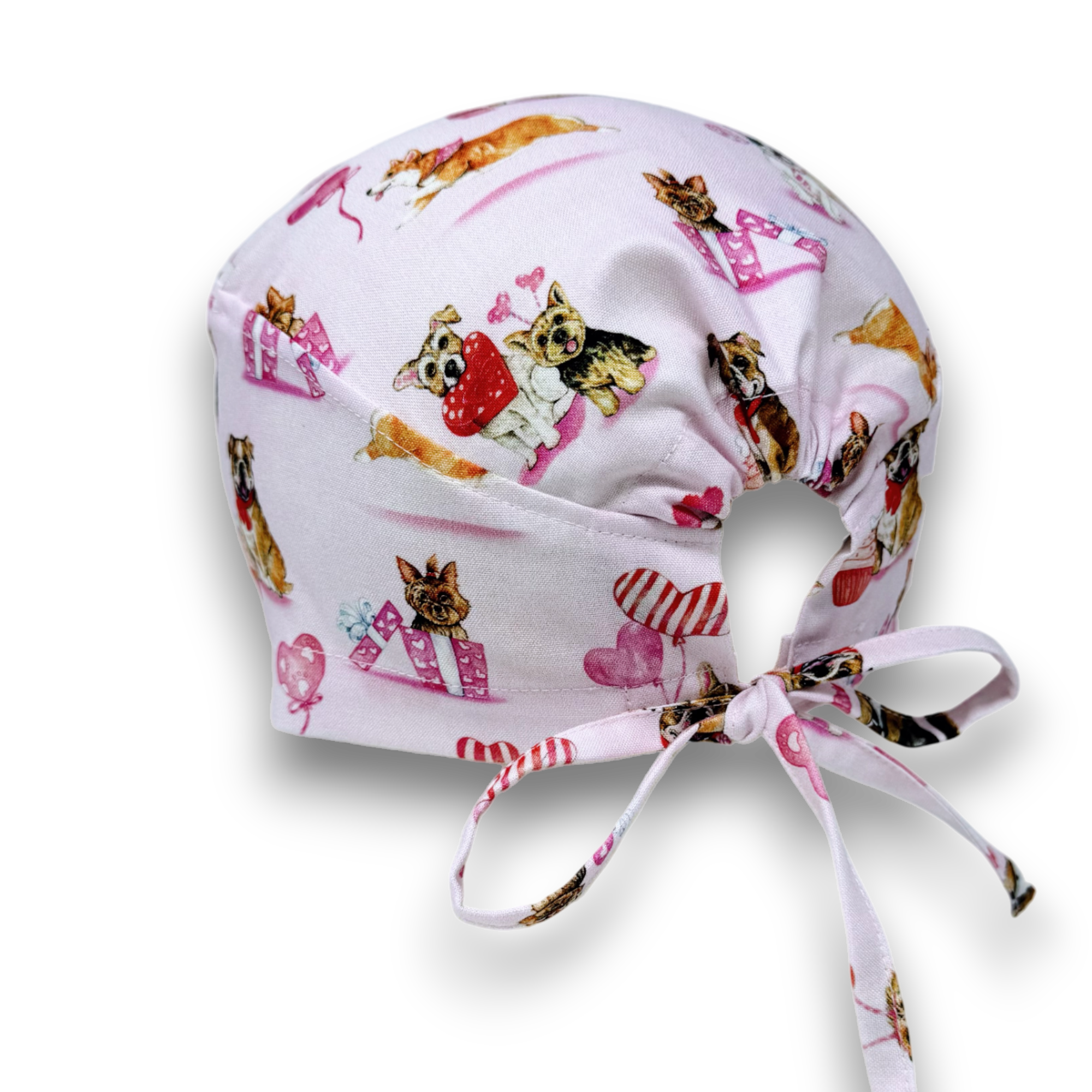 Dog Skull tie-back style surgical scrub cap for men by Paradise Caps.