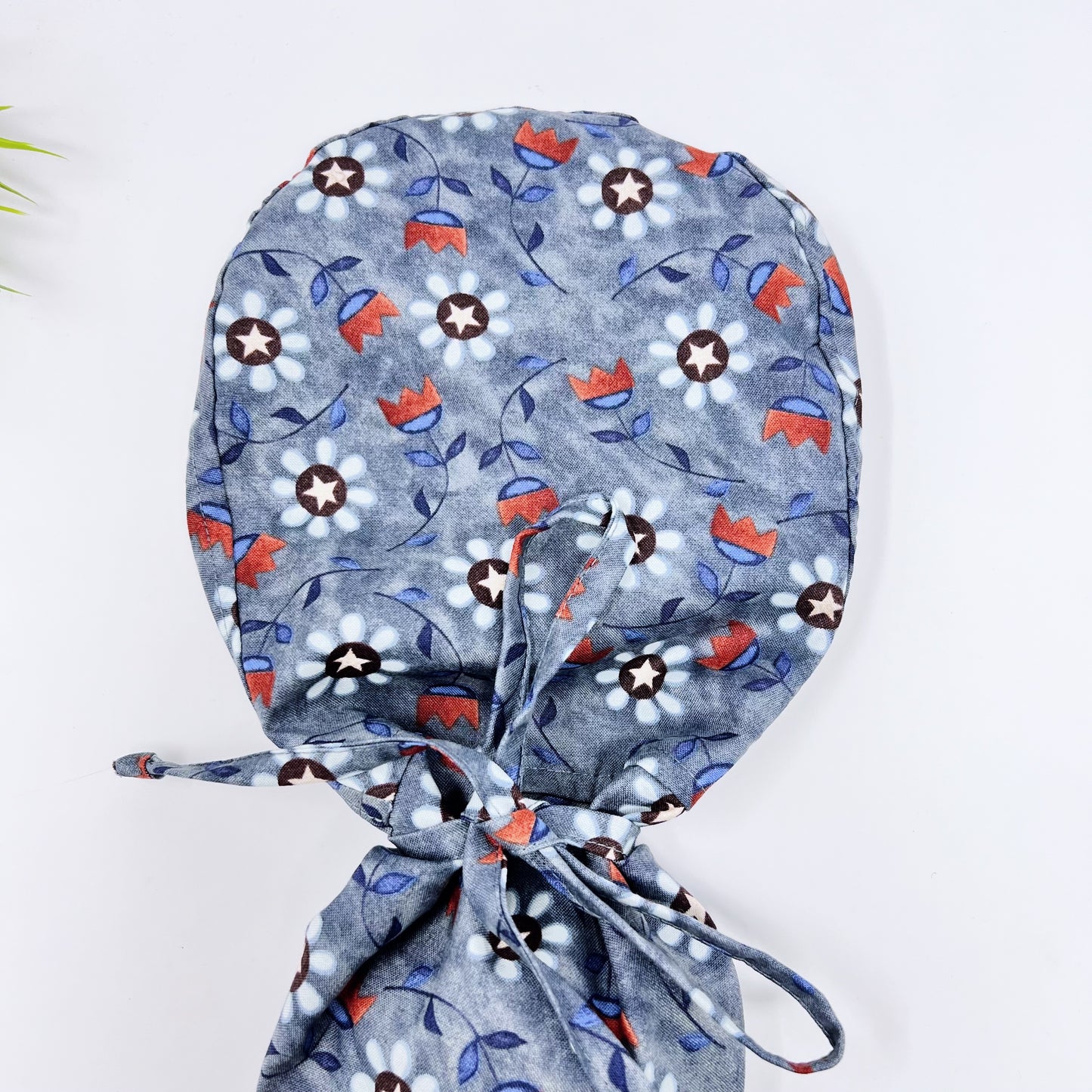 Bright Stars Ponytail scrub cap, Surgical cap women. Satin Lined Option Surgical cap with ponytail.