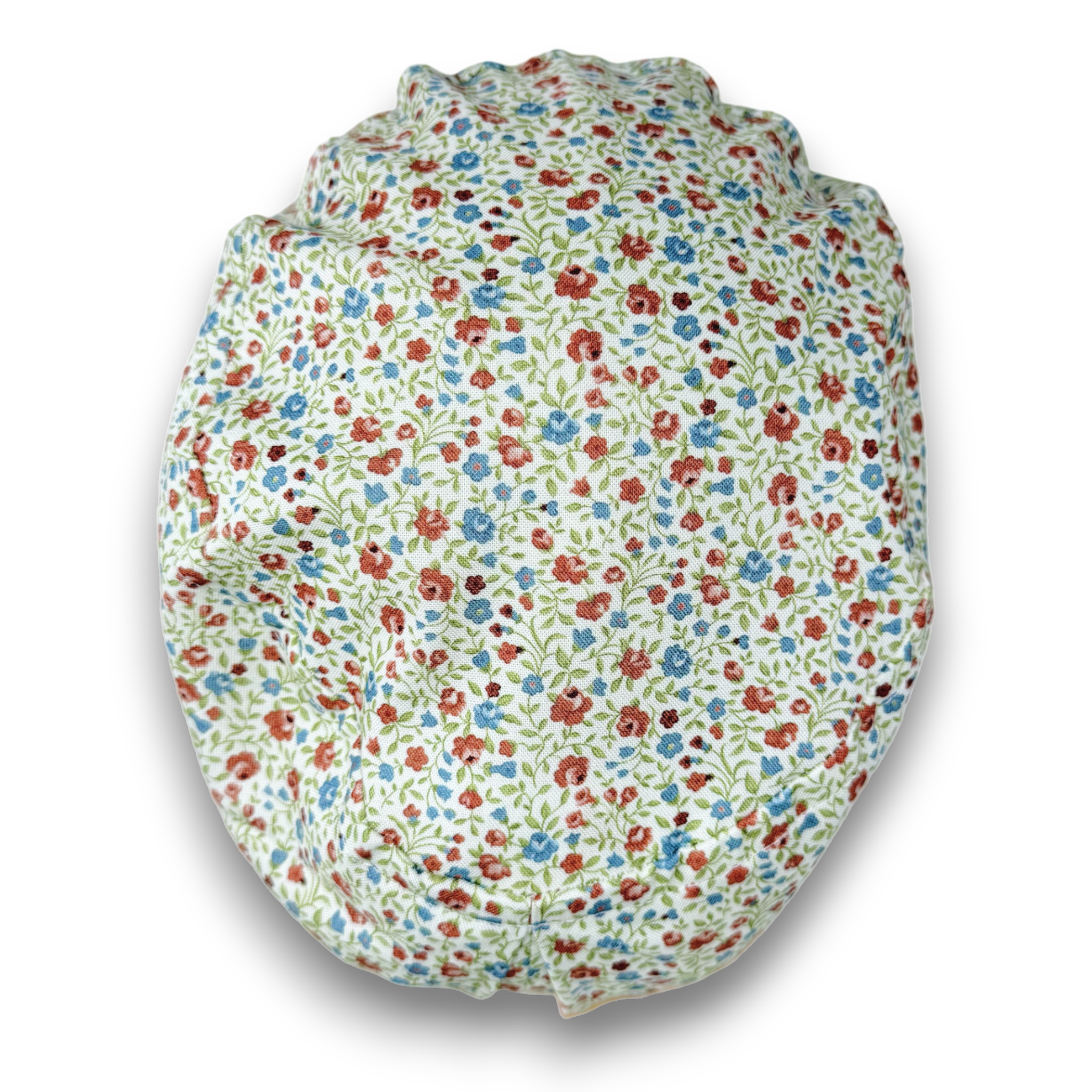 Red Blue Blossoms Euro Scrub Cap for Women with Satin Lined Option by Paradise Caps.