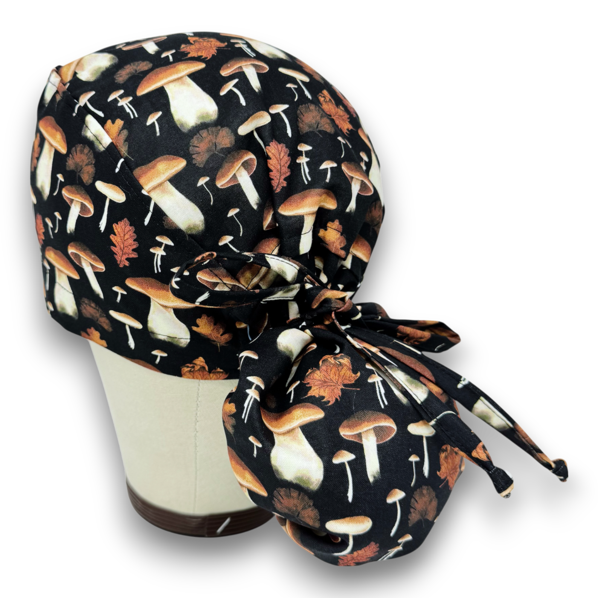 Mushroom Ponytail scrub cap for women with satin lined option by Paradise Caps.