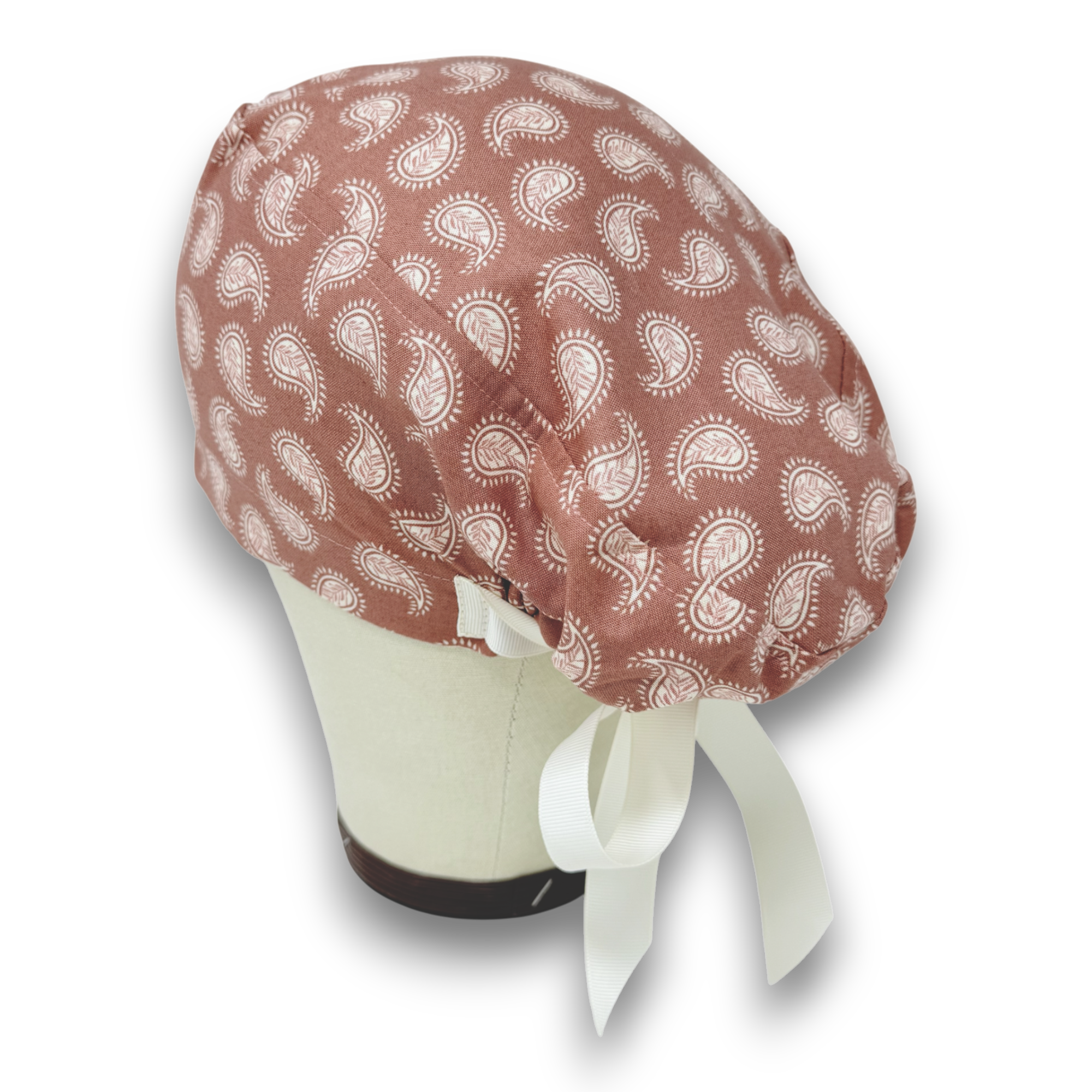 Paisley Print  Euro scrub cap with ties for Women by Paradise Caps. Euro PLUS style.