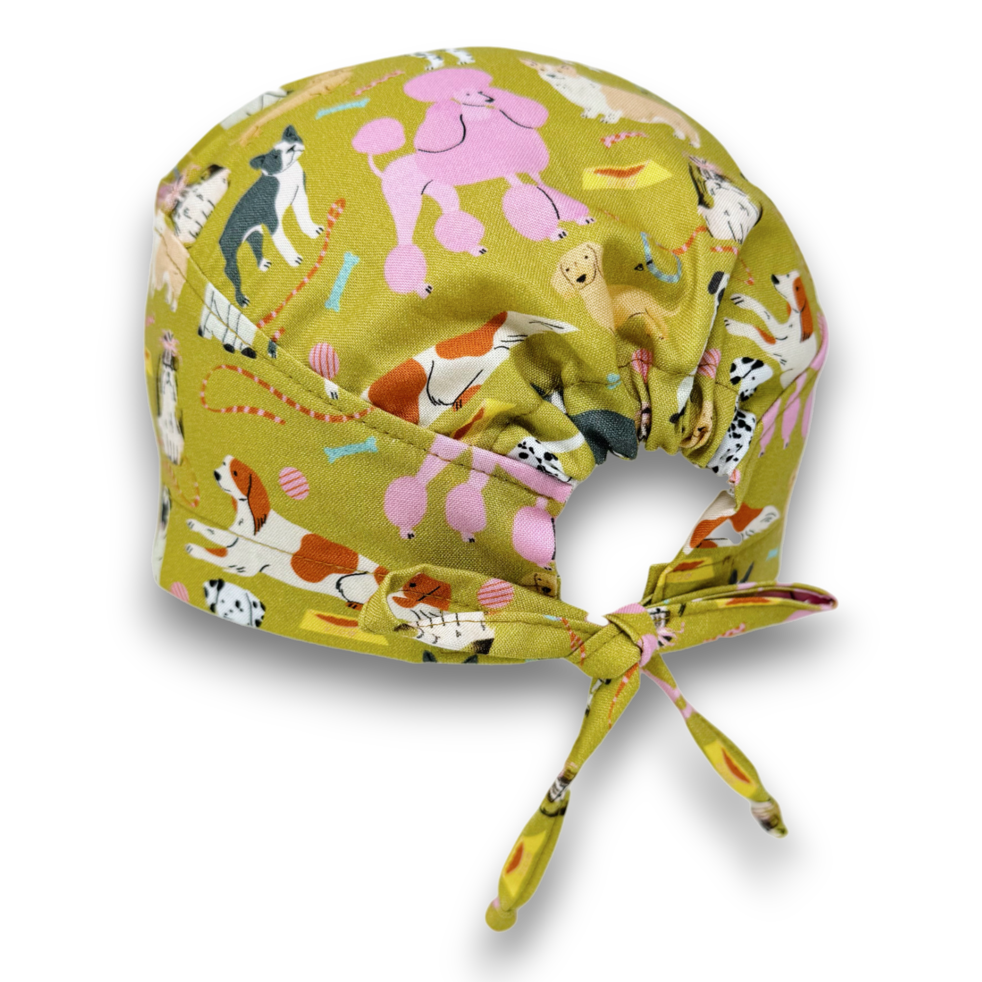 Dog Surgical cap for men. Funny tie back scrub hat by Paradise Caps.
