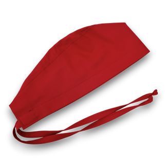 Solid red Skull tie-back style surgical scrub cap by Paradise Caps.
