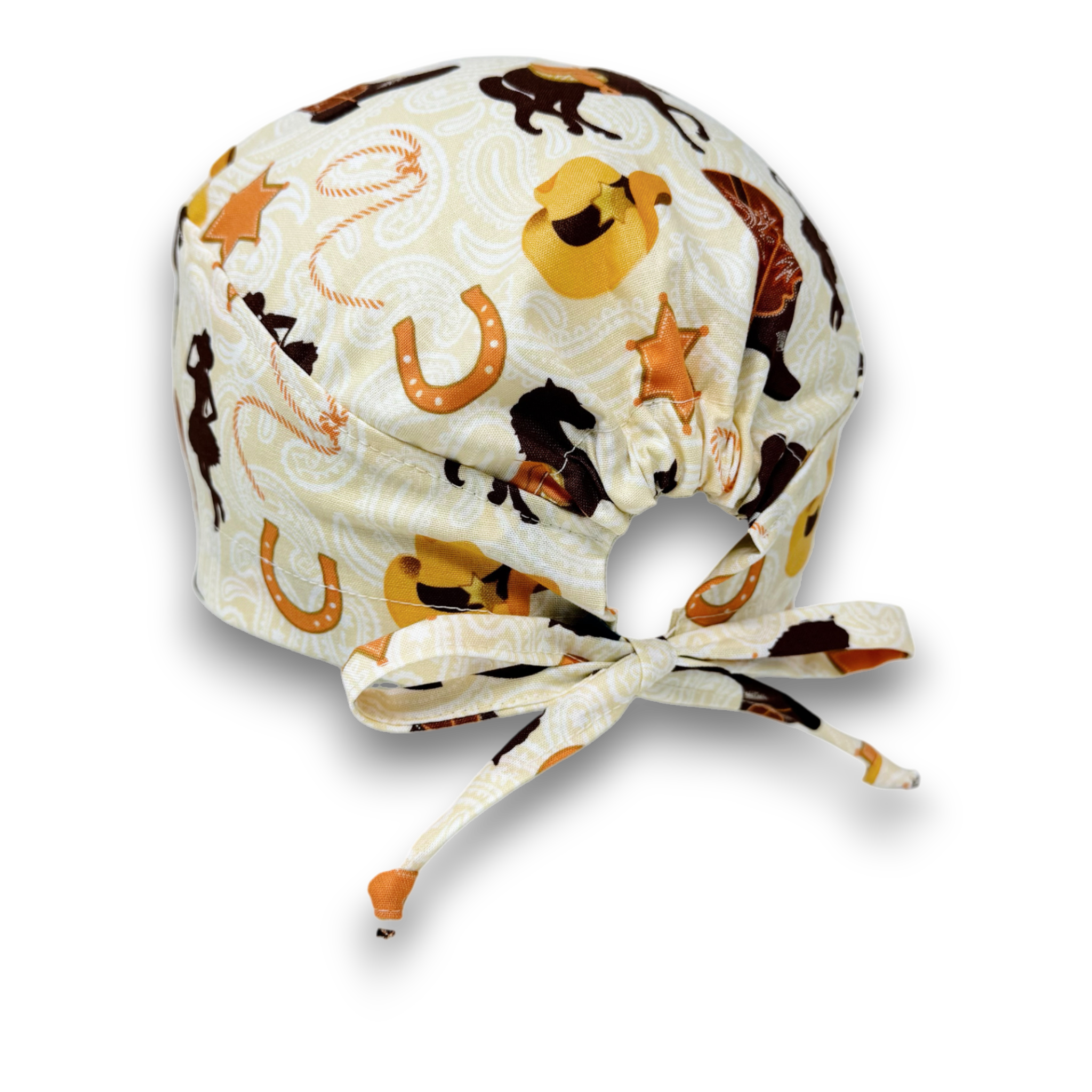 Cowboy Men's Skull tie-back style surgical scrub cap for men by Paradise Caps.