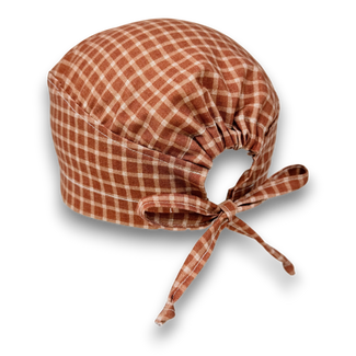 Rustic Check Men's Skull tie-back style surgical scrub cap by Paradise Caps.