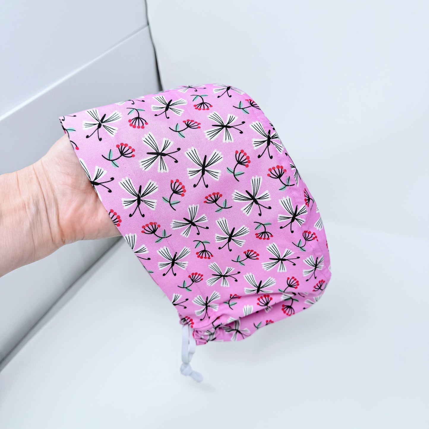 Charmingly Cheerful Euro Scrub Cap for Women, Surgical cap Satin Lined Option.