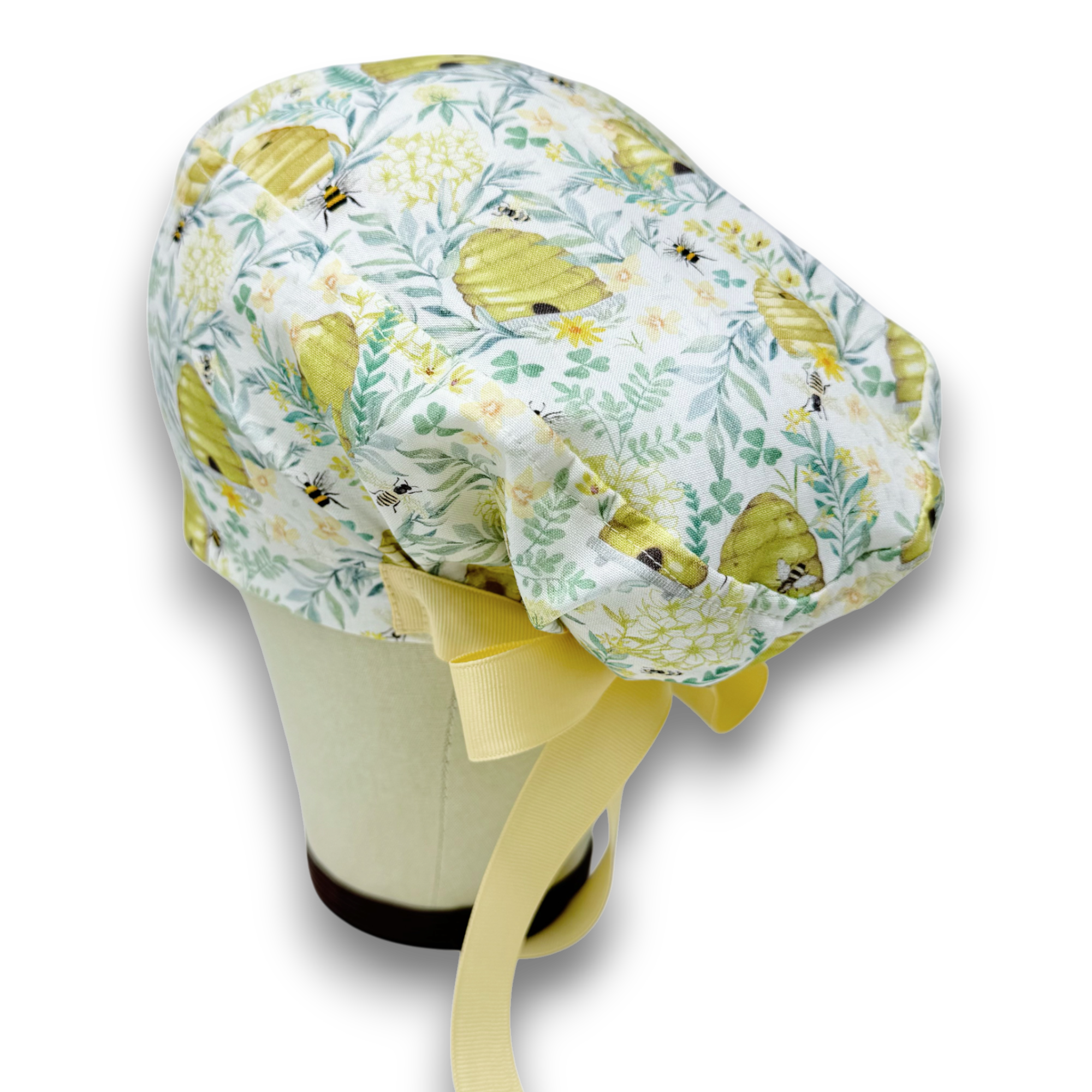 Bee Euro scrub cap with ties for Women by Paradise Caps. Euro PLUS style.