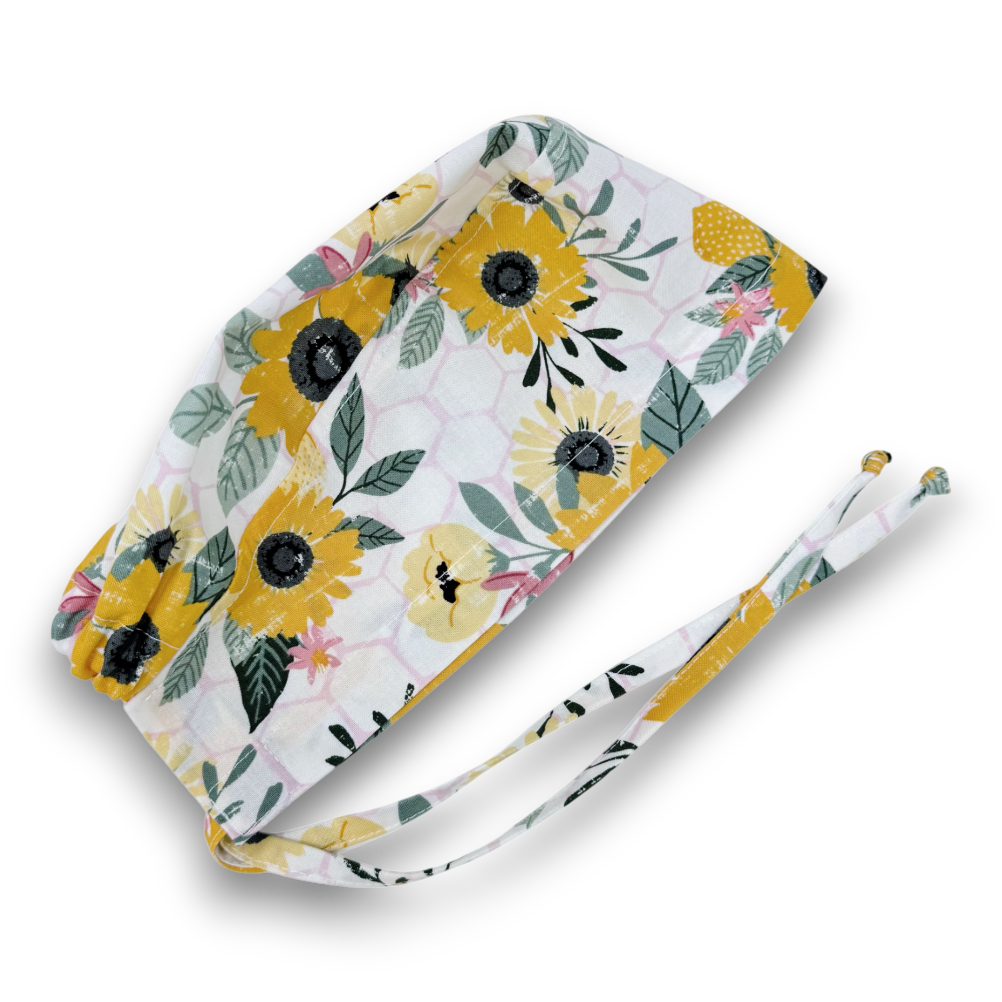 Sunflower Skull tie-back style surgical scrub cap for men by Paradise Caps.