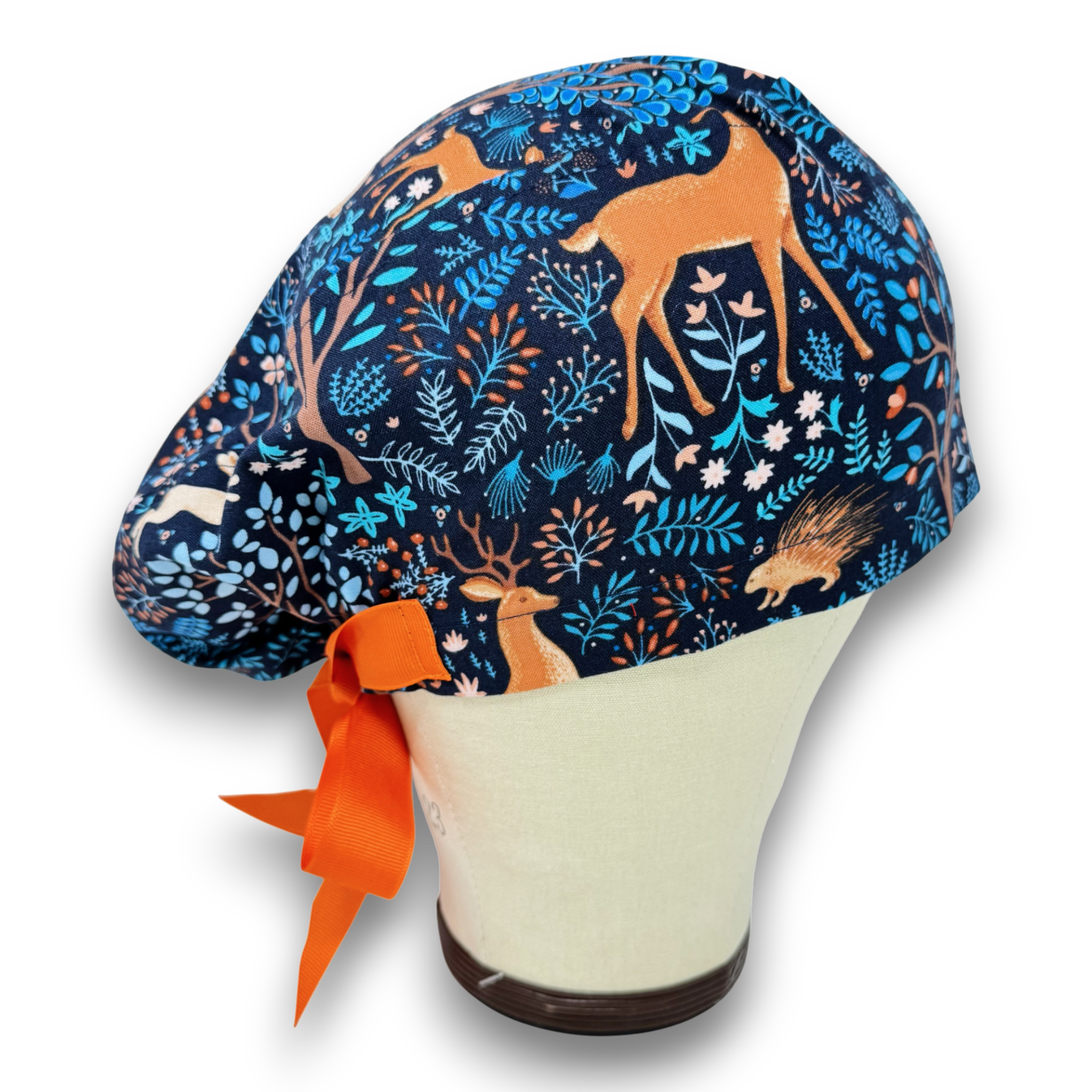 Woodland Animals Euro scrub cap with ties for Women by Paradise Caps. Euro PLUS style.