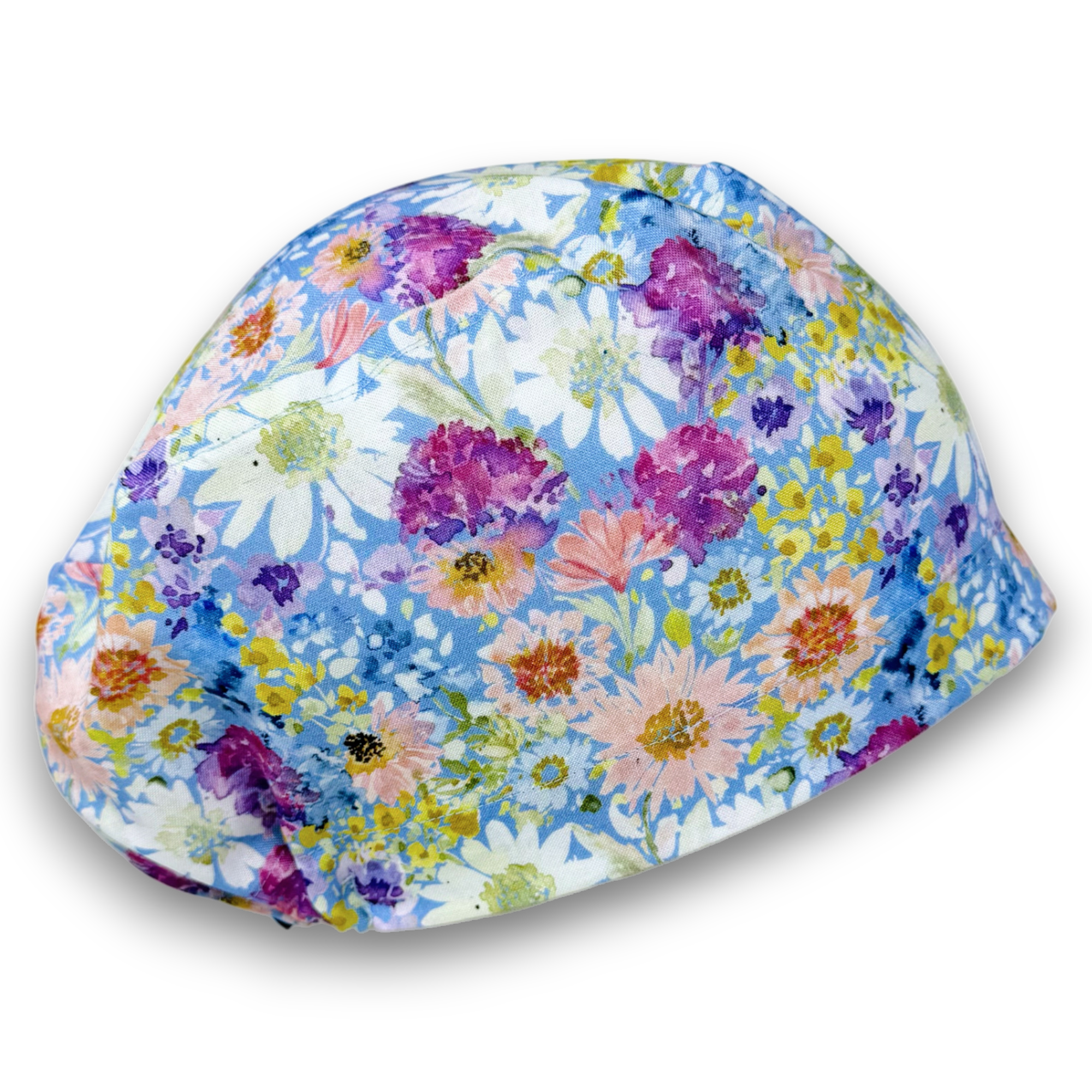 Watercolor Floral Print Euro Scrub Cap for Women with Satin Lined Option by Paradise Caps.