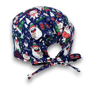 Yeti Surgical scrub cap for men. Christmas tie back scrub hat by Paradise Caps.