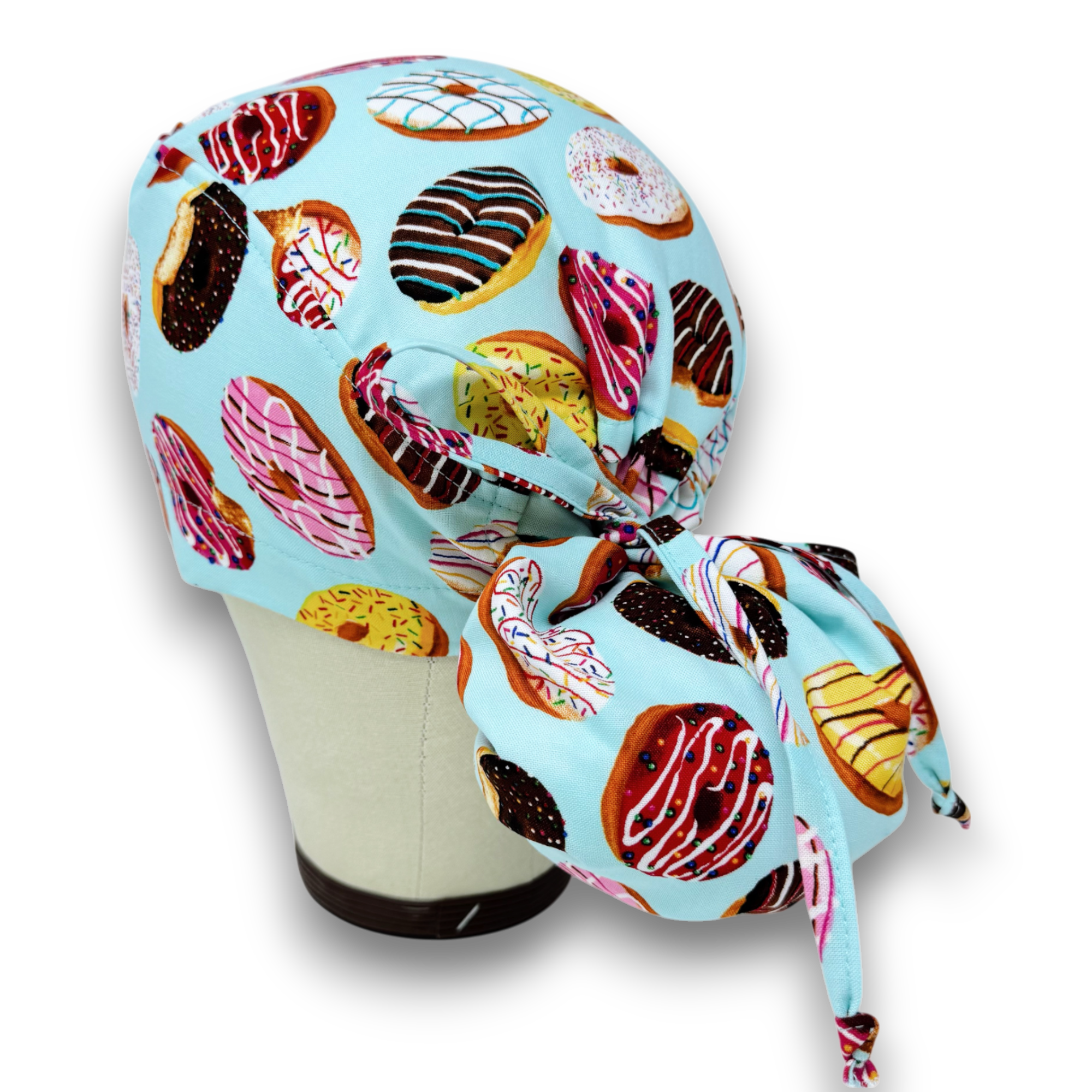 Donut Ponytail scrub cap for women with satin lined option by Paradise Caps.