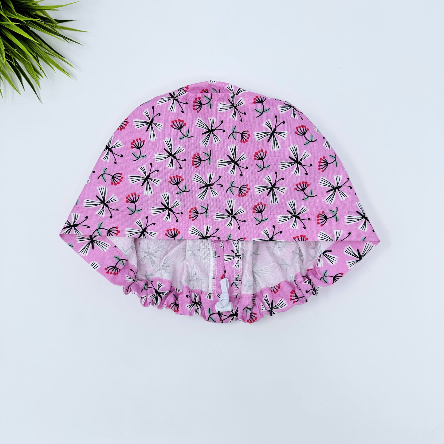 Charmingly Cheerful Euro Scrub Cap for Women, Surgical cap Satin Lined Option.