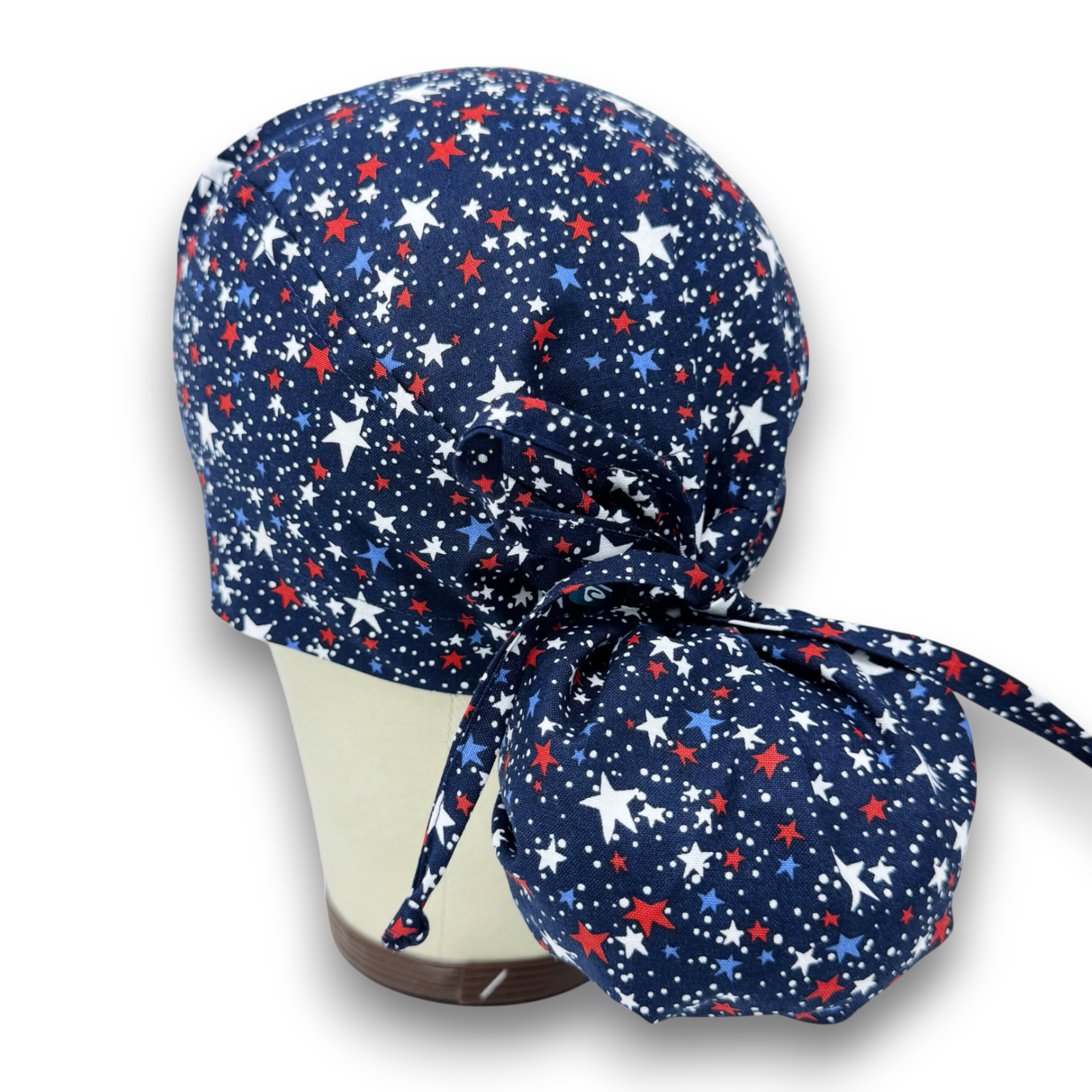 Star Ponytail scrub cap for women with satin lined option by Paradise Caps.