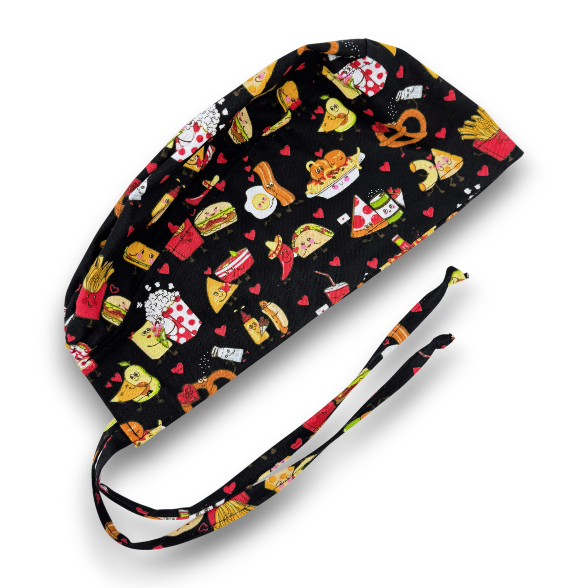 Food with Love Skull tie-back style surgical scrub cap for men by Paradise Caps.