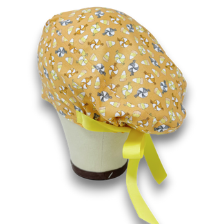 Candy Corn Euro scrub cap with ties for Women by Paradise Caps. Euro PLUS style.