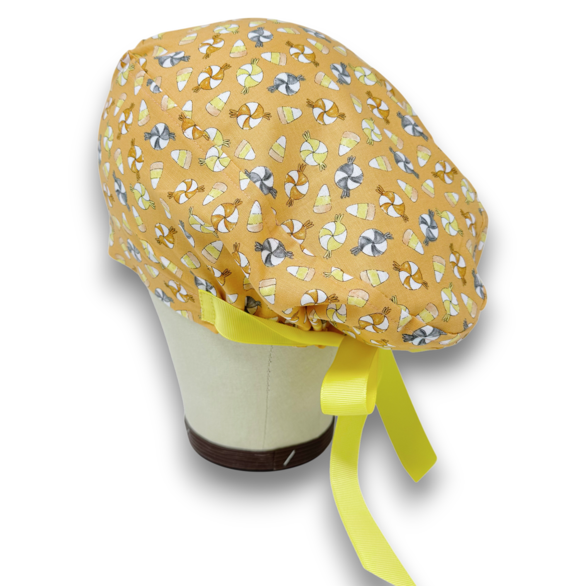 Candy Corn Euro scrub cap with ties for Women by Paradise Caps. Euro PLUS style.