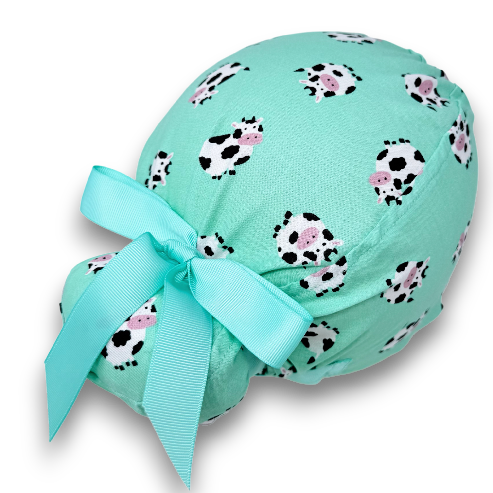 Cow Euro scrub cap with ties for Women by Paradise Caps. Euro PLUS style.