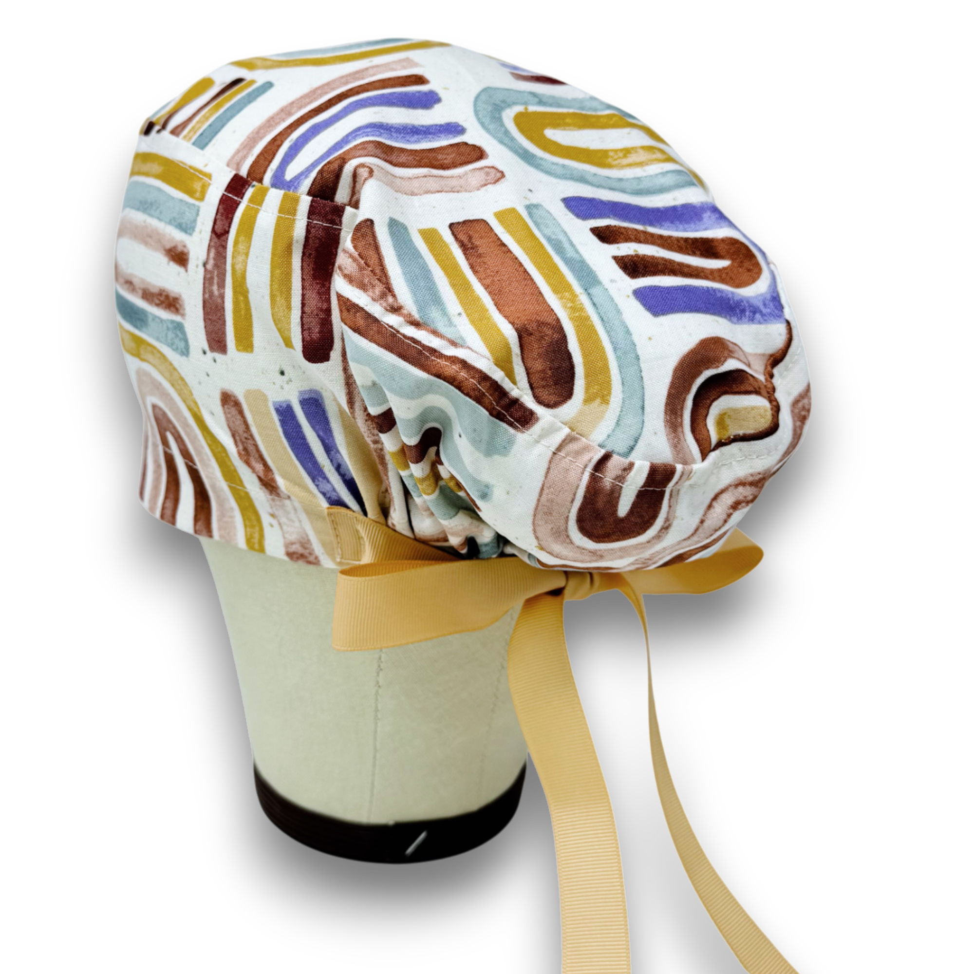 Rainbow Euro scrub cap with ties for Women by Paradise Caps. Euro PLUS style.