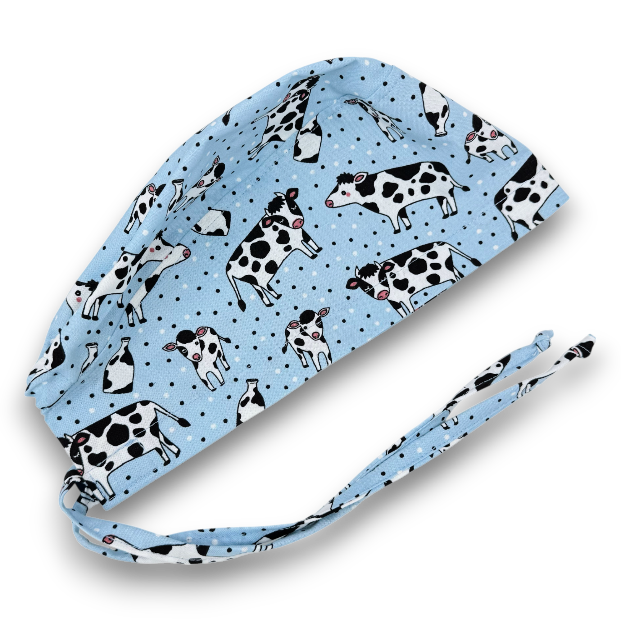 Cow Skull tie-back style surgical scrub cap by Paradise Caps.