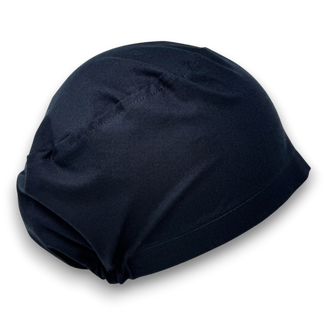 Solid Black Euro Scrub Cap for Women with Satin Lined Option by Paradise Caps.