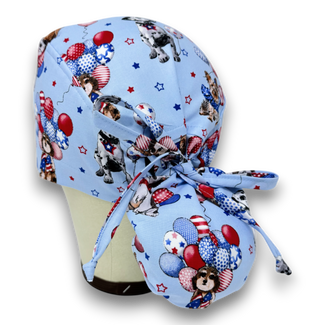 Dog Ponytail scrub cap for women with satin lined option by Paradise Caps.