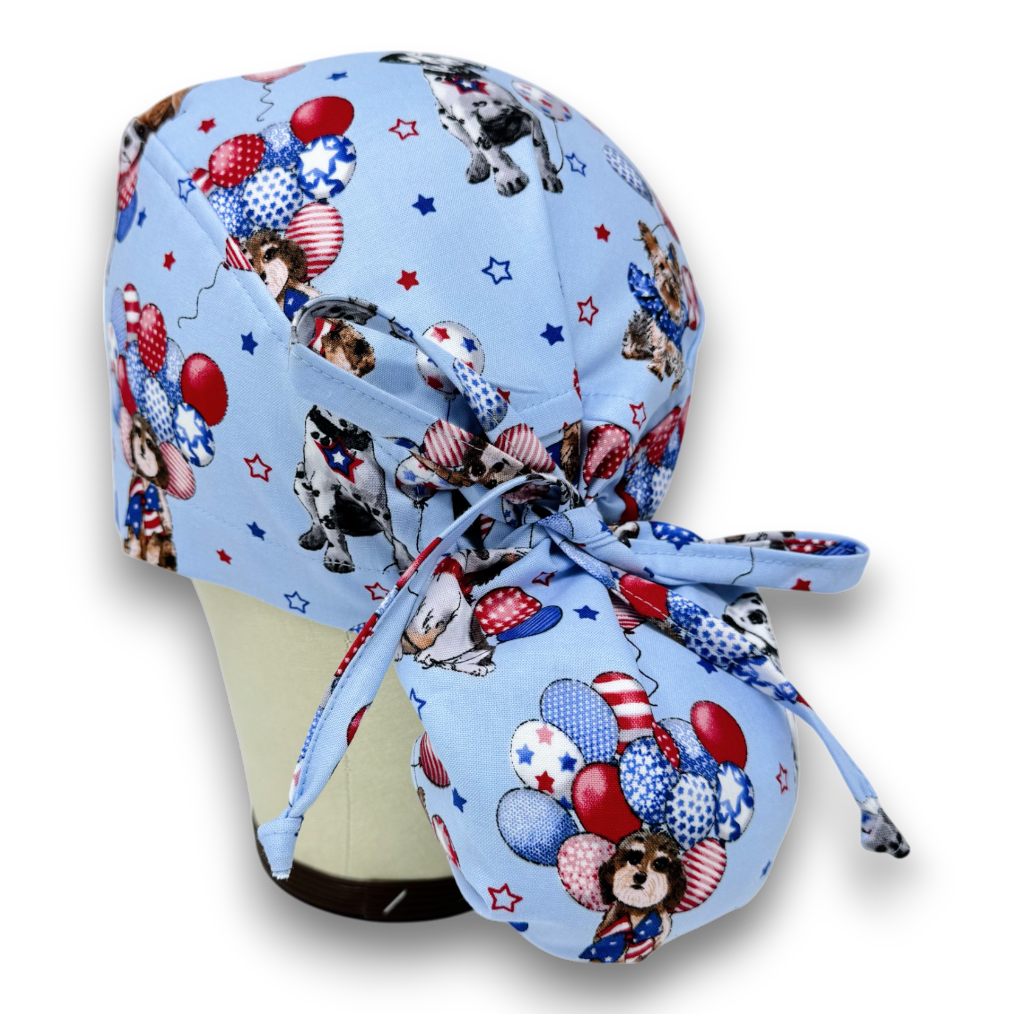 Dog Ponytail scrub cap for women with satin lined option by Paradise Caps.
