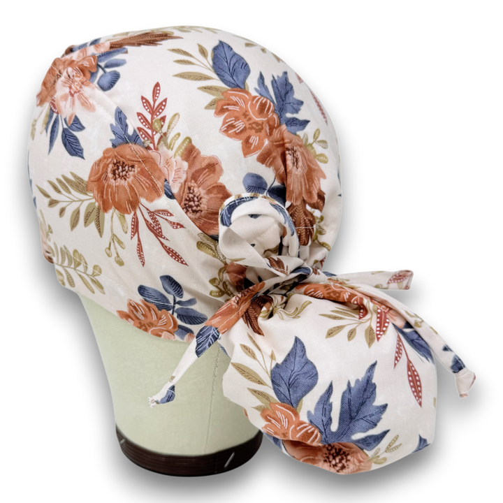 Fall Floral Ponytail scrub cap for women with satin lined option by Pa ...