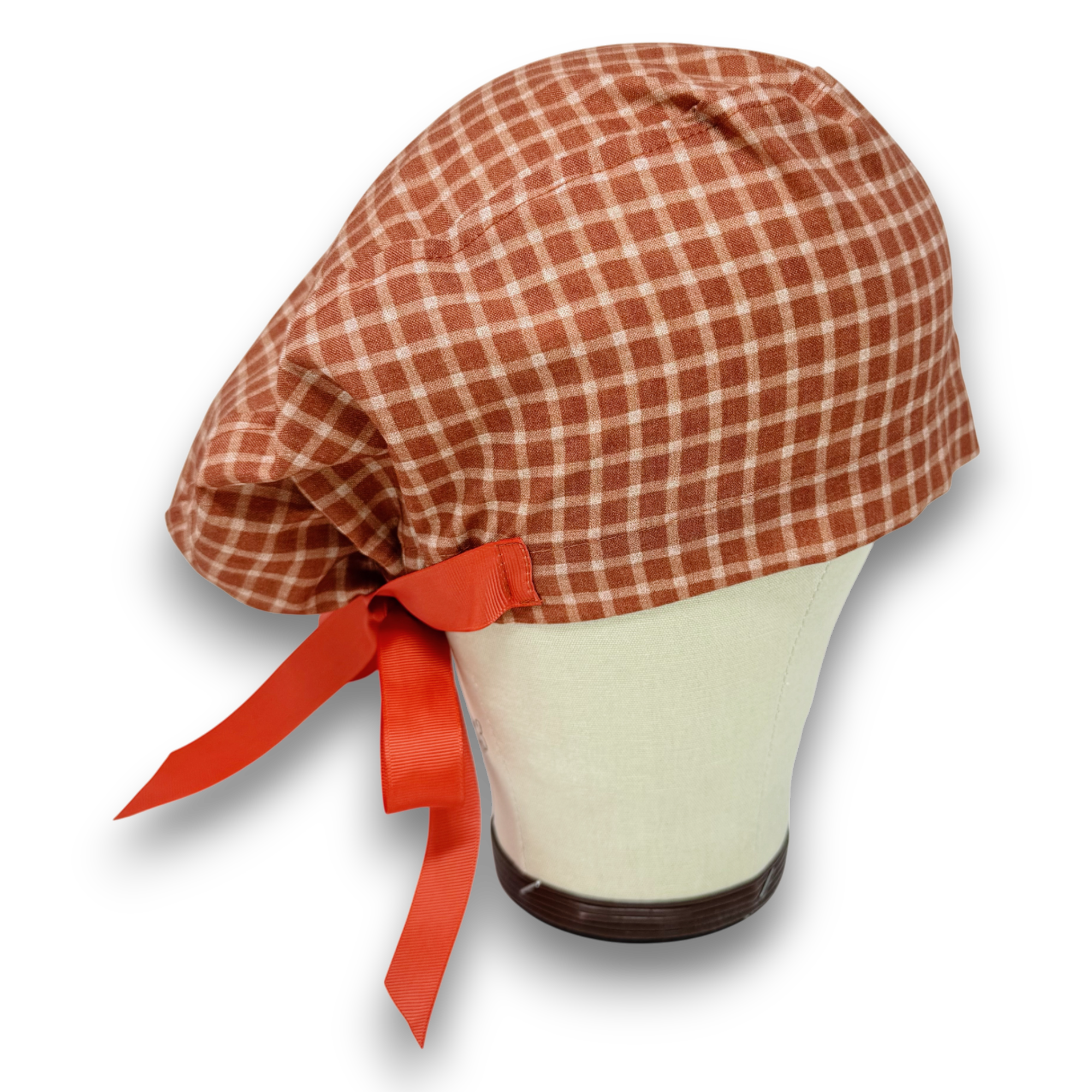 Rustic Check Euro scrub cap with ties for Women by Paradise Caps. Euro PLUS style.