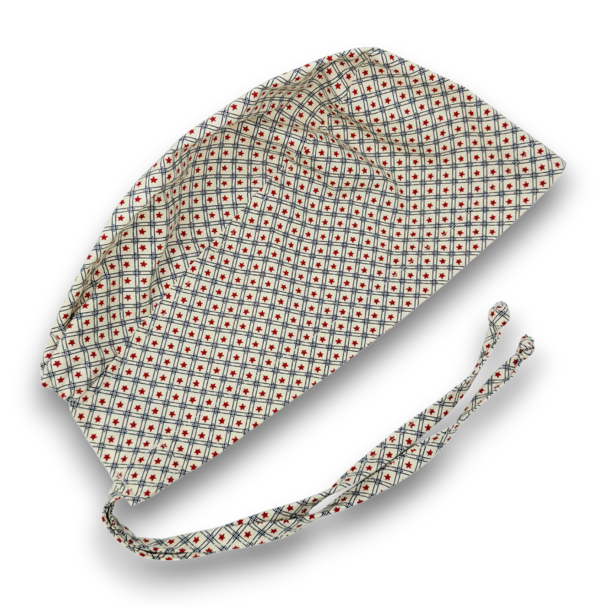 Star Men's skull tie-back style surgical scrub cap by Paradise Caps. Beige surgical hat.