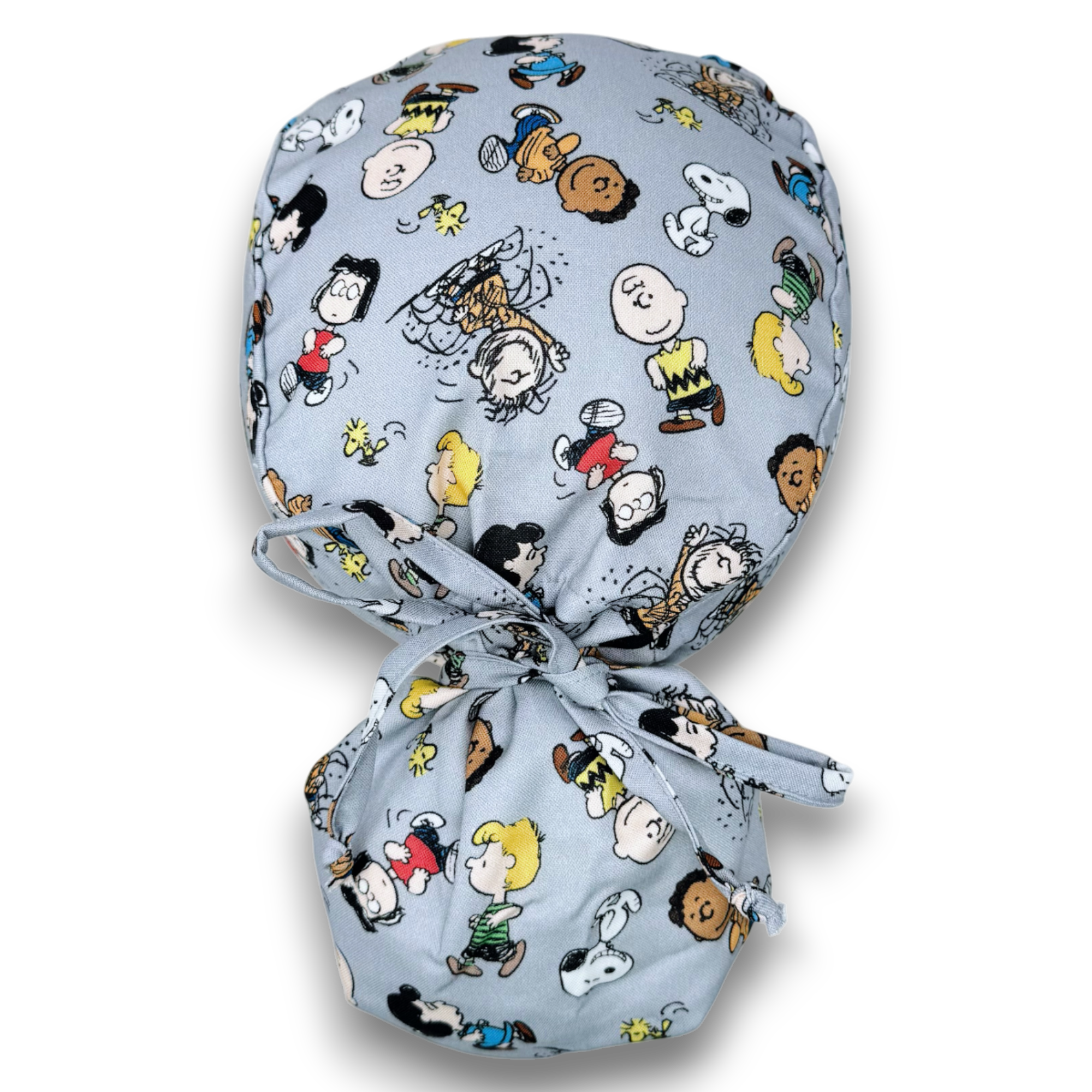 Peanuts Ponytail scrub cap for women with satin lined option by Paradise Caps.