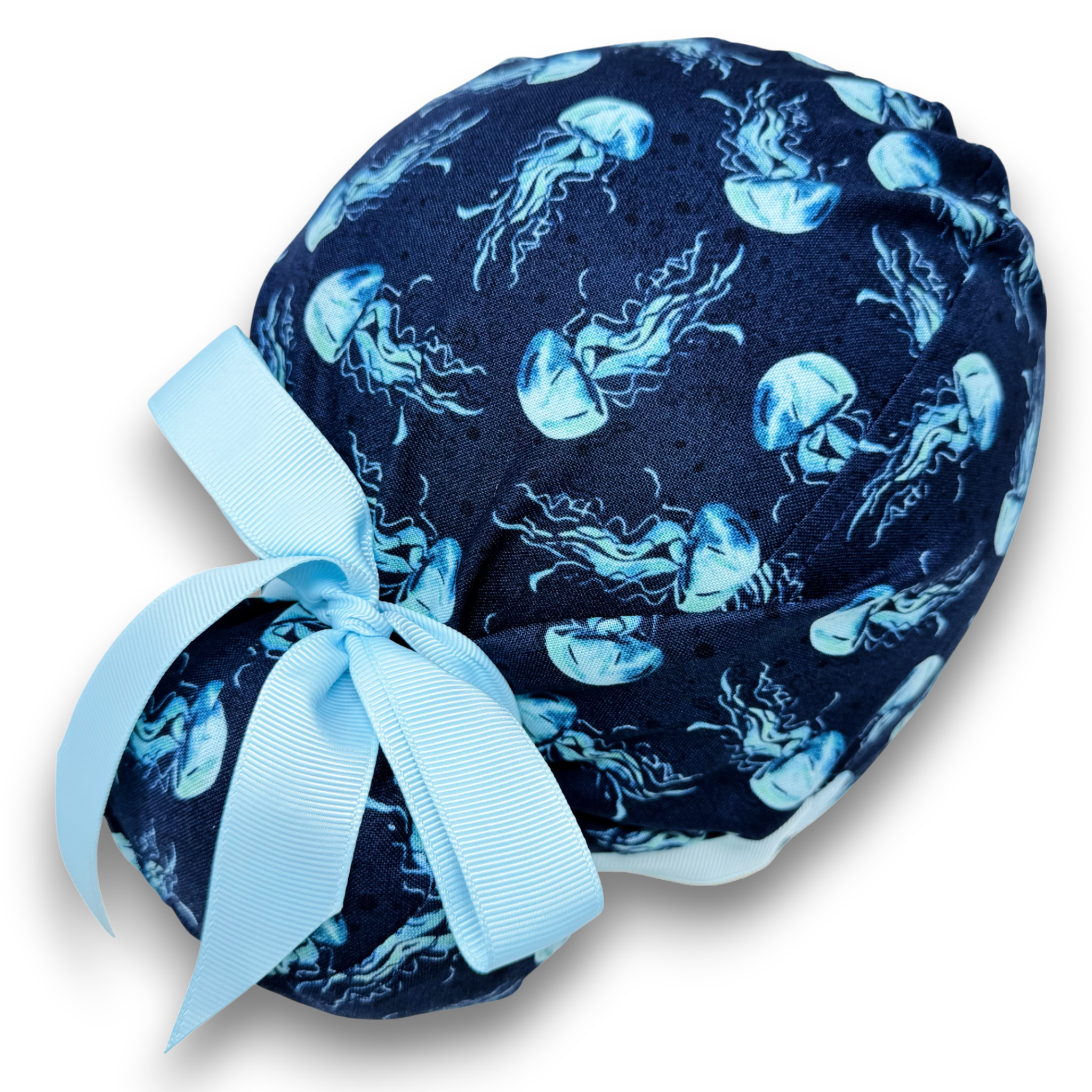 Jellyfish Euro scrub cap with ties for Women by Paradise Caps. Euro PLUS style.