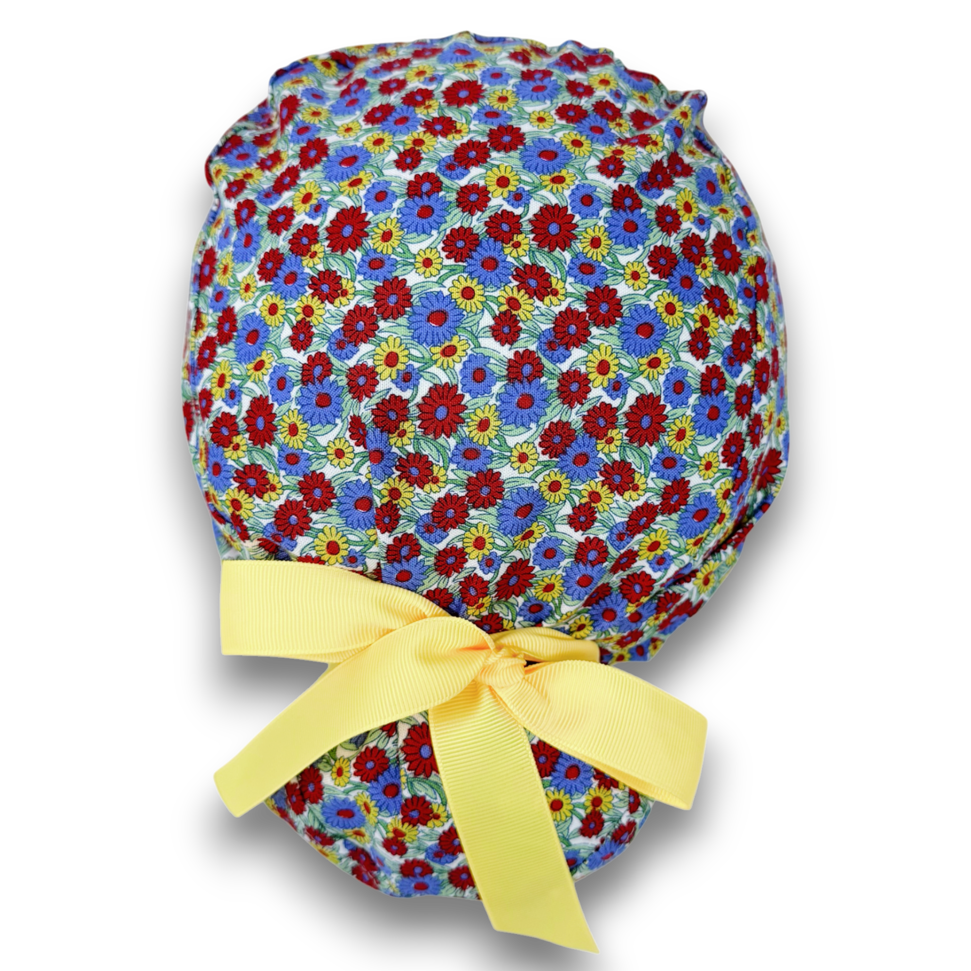 Summer Meadow Euro scrub cap with ties for Women by Paradise Caps. Euro PLUS style.