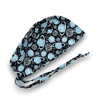 Planet Skull tie-back style surgical scrub cap for men by Paradise Caps.