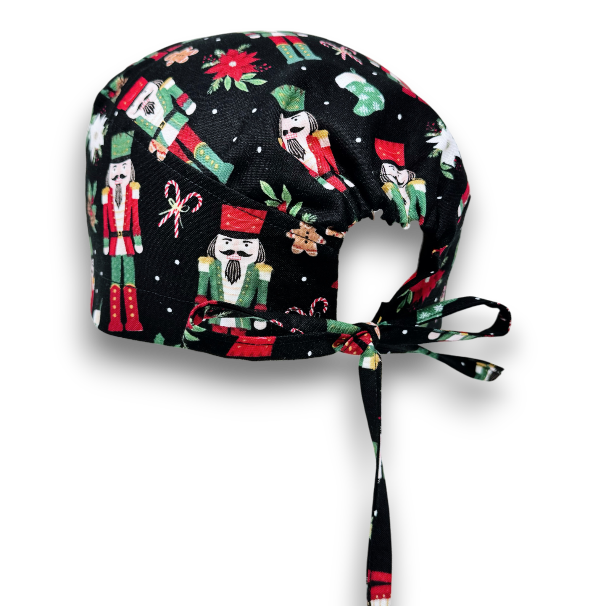 Christmas Nutcracker Skull tie-back style surgical scrub cap for men by Paradise Caps.