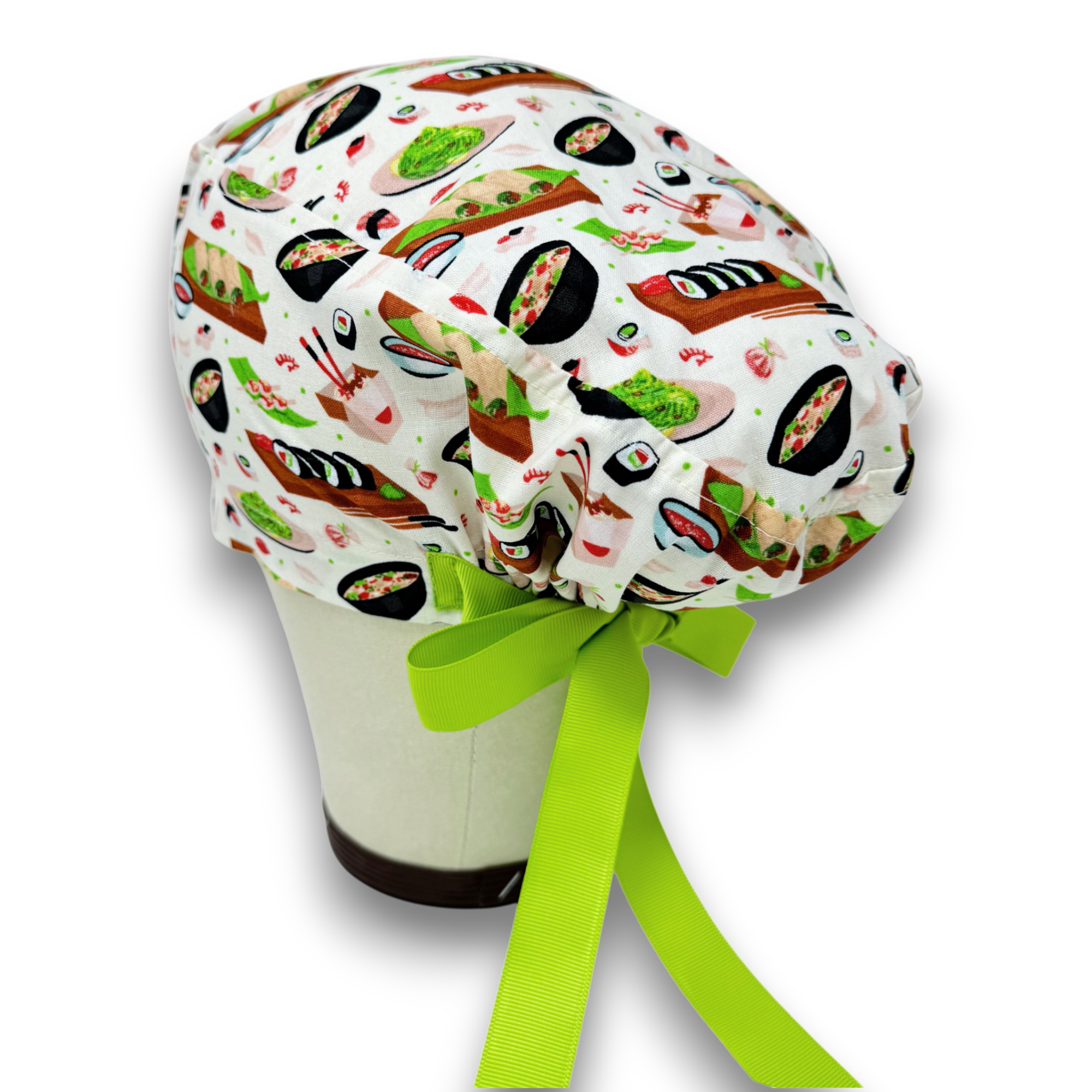 Sushi   Euro scrub cap with ties for Women by Paradise Caps. Euro PLUS style.
