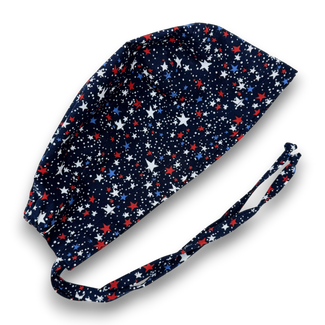 Star Skull tie-back style surgical scrub cap for men by Paradise Caps.