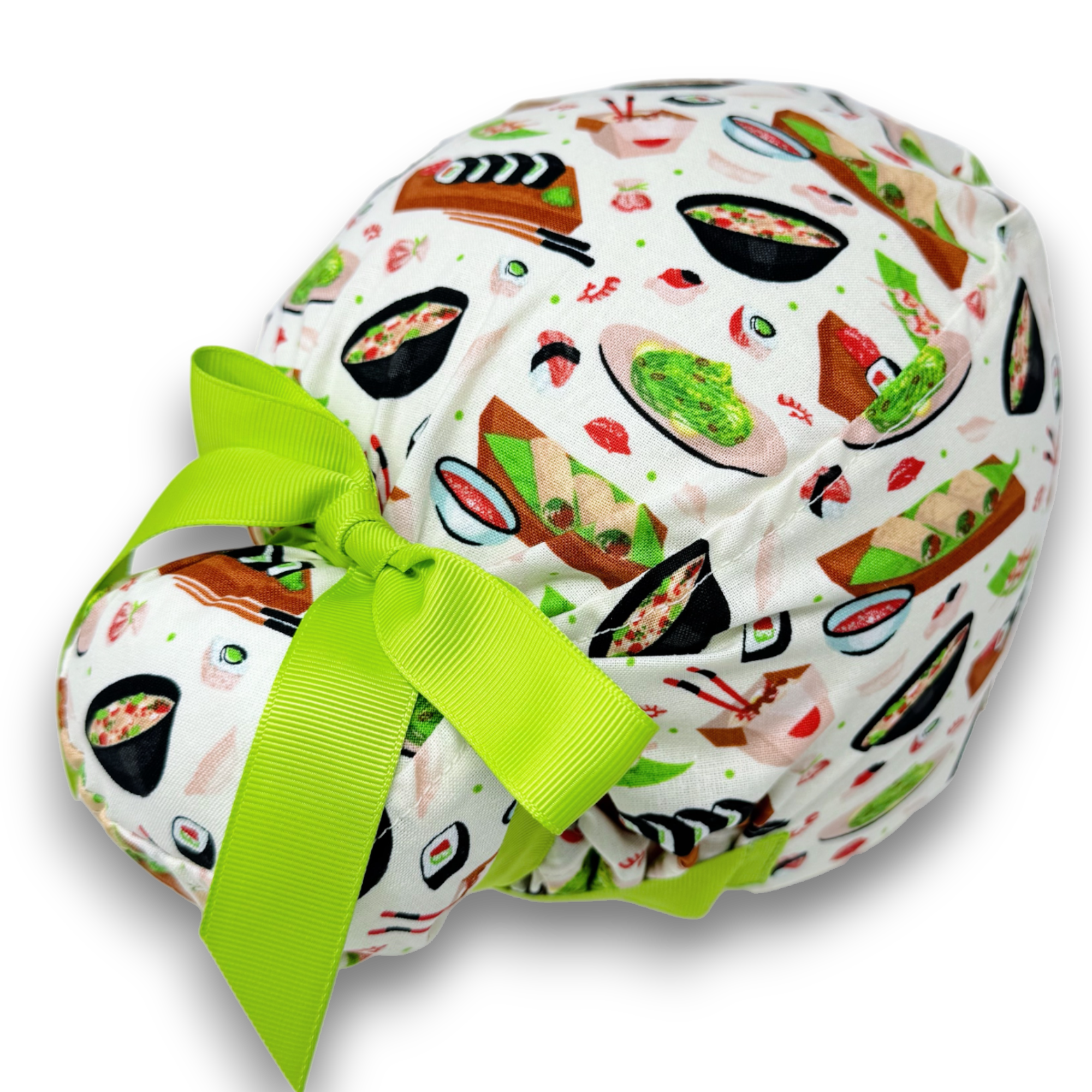 Sushi   Euro scrub cap with ties for Women by Paradise Caps. Euro PLUS style.