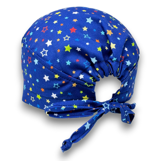 Star Skull tie-back style surgical scrub cap for men by Paradise Caps.