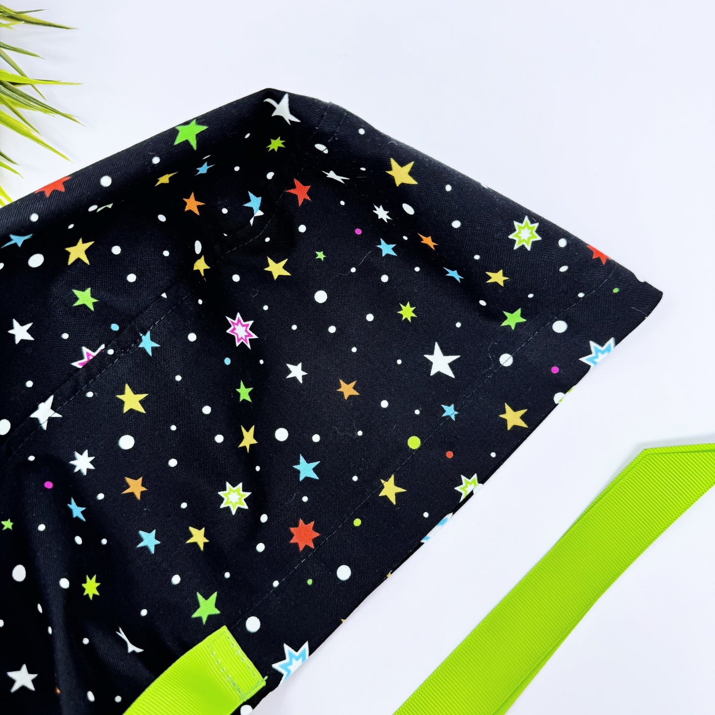 Star Gazing Euro PLUS style with ties Scrub Cap for Women, European Surgical cap with Satin Lined Option.