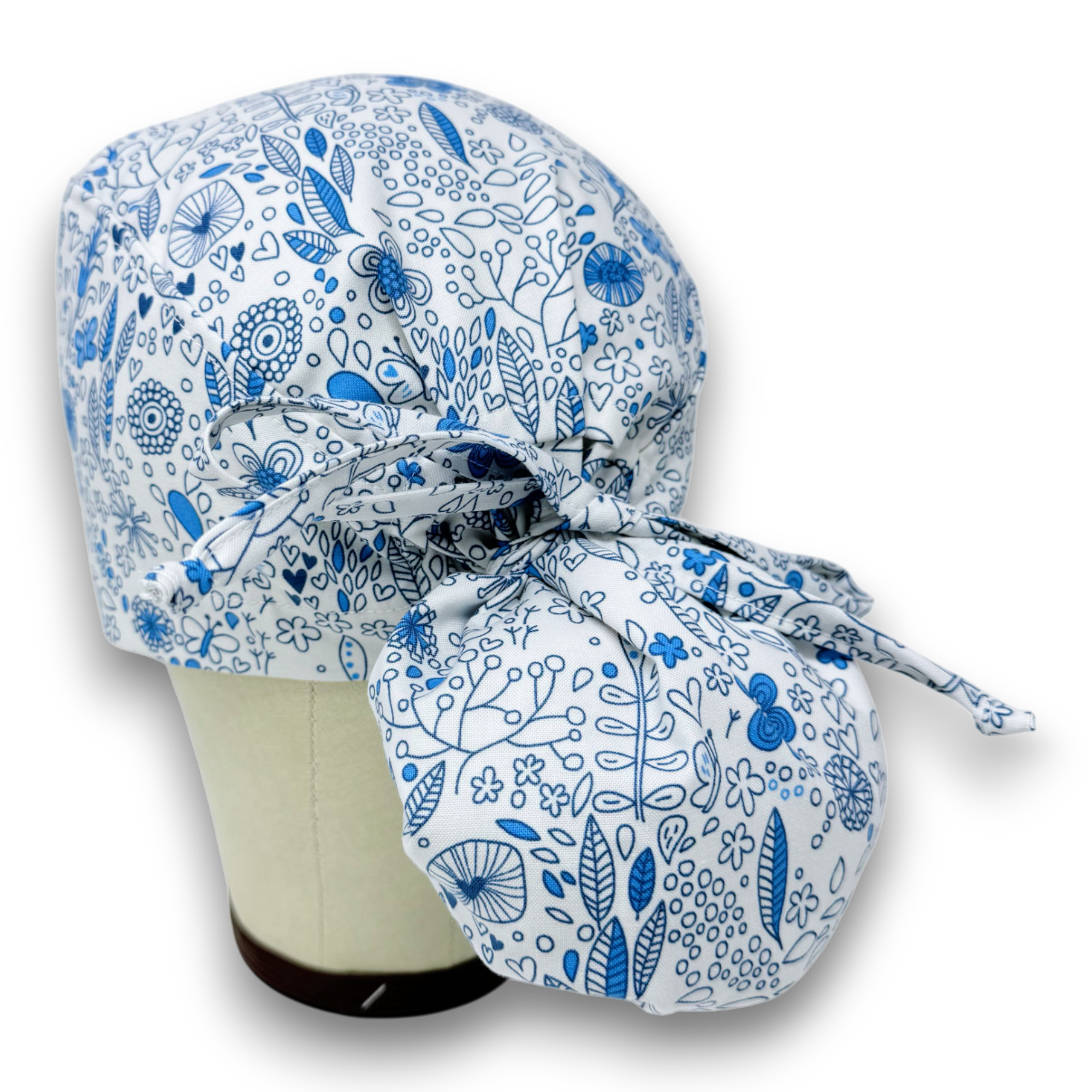 Floral Ponytail Ponytail scrub cap for women with satin lined option by Paradise Caps.