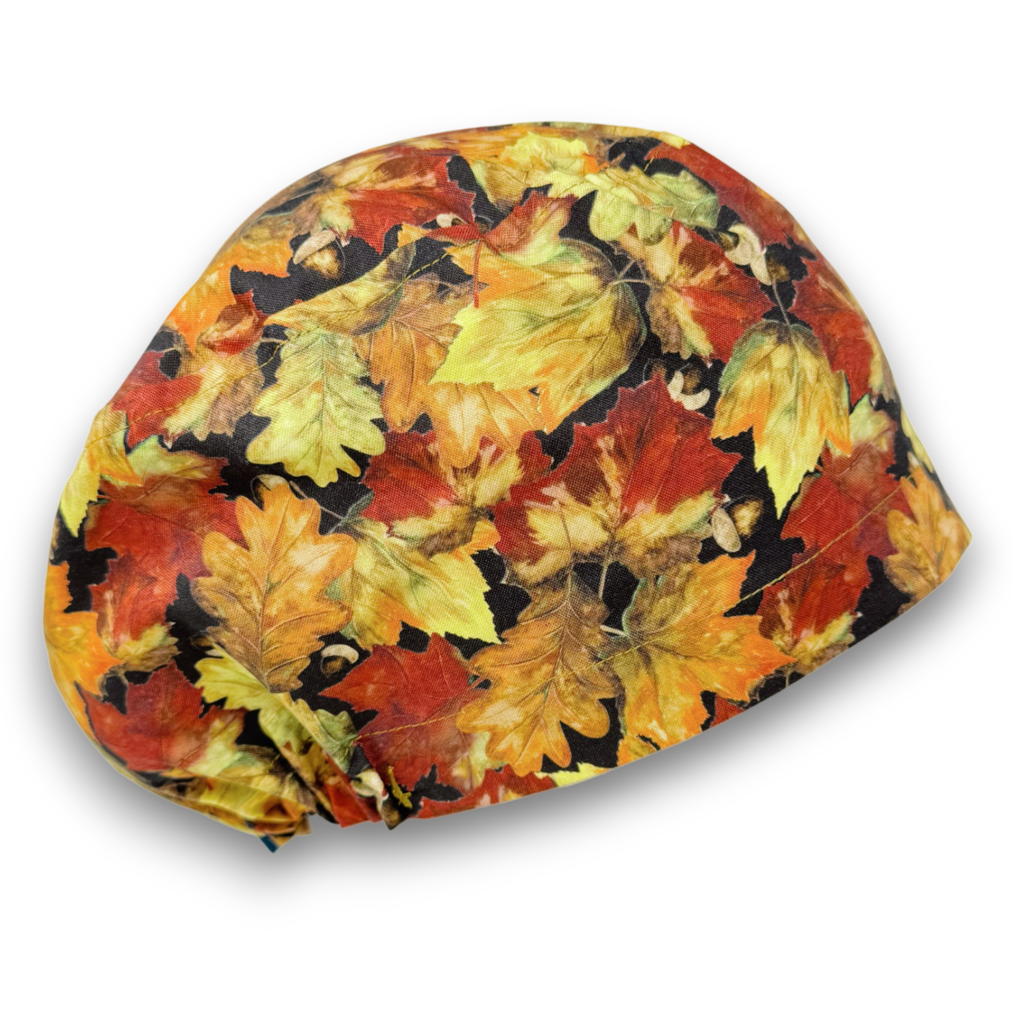 Fall leaves Euro Scrub Cap for Women with Satin Lined Option by Paradise Caps.