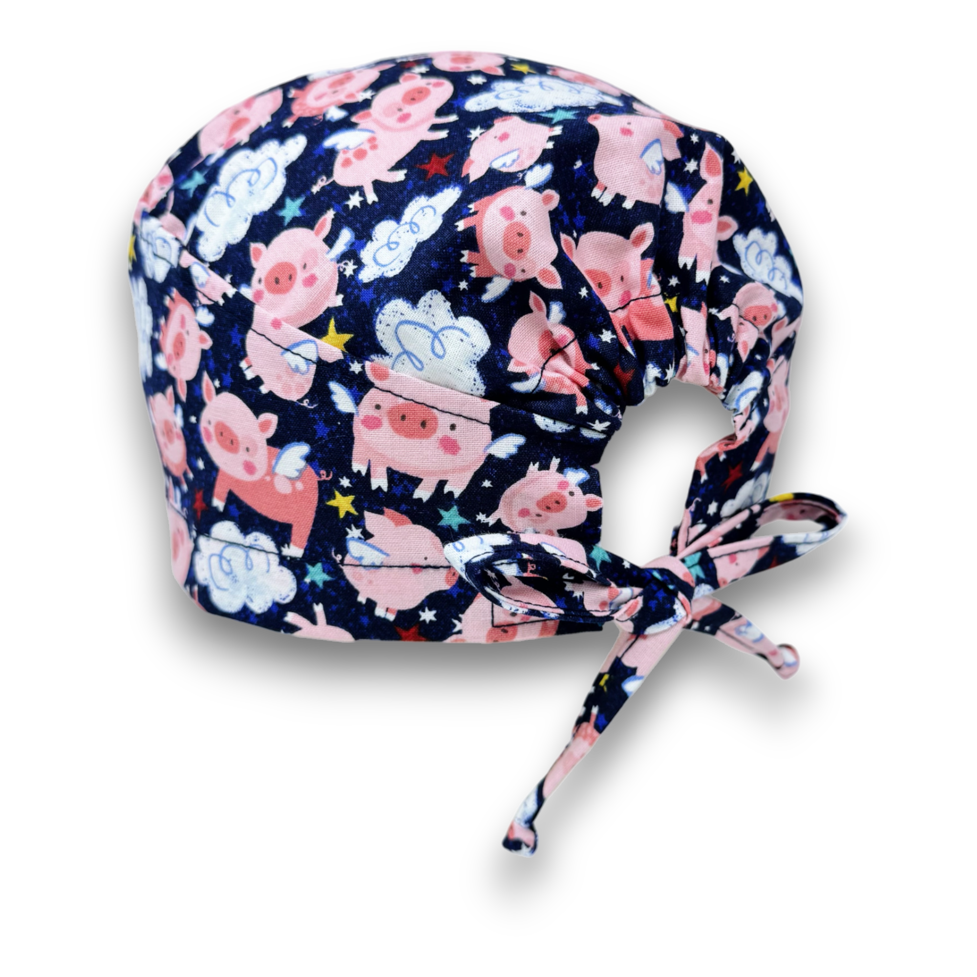 Men's Scrub Hat. Pig skull tie-back style surgical scrub cap by Paradise Caps.