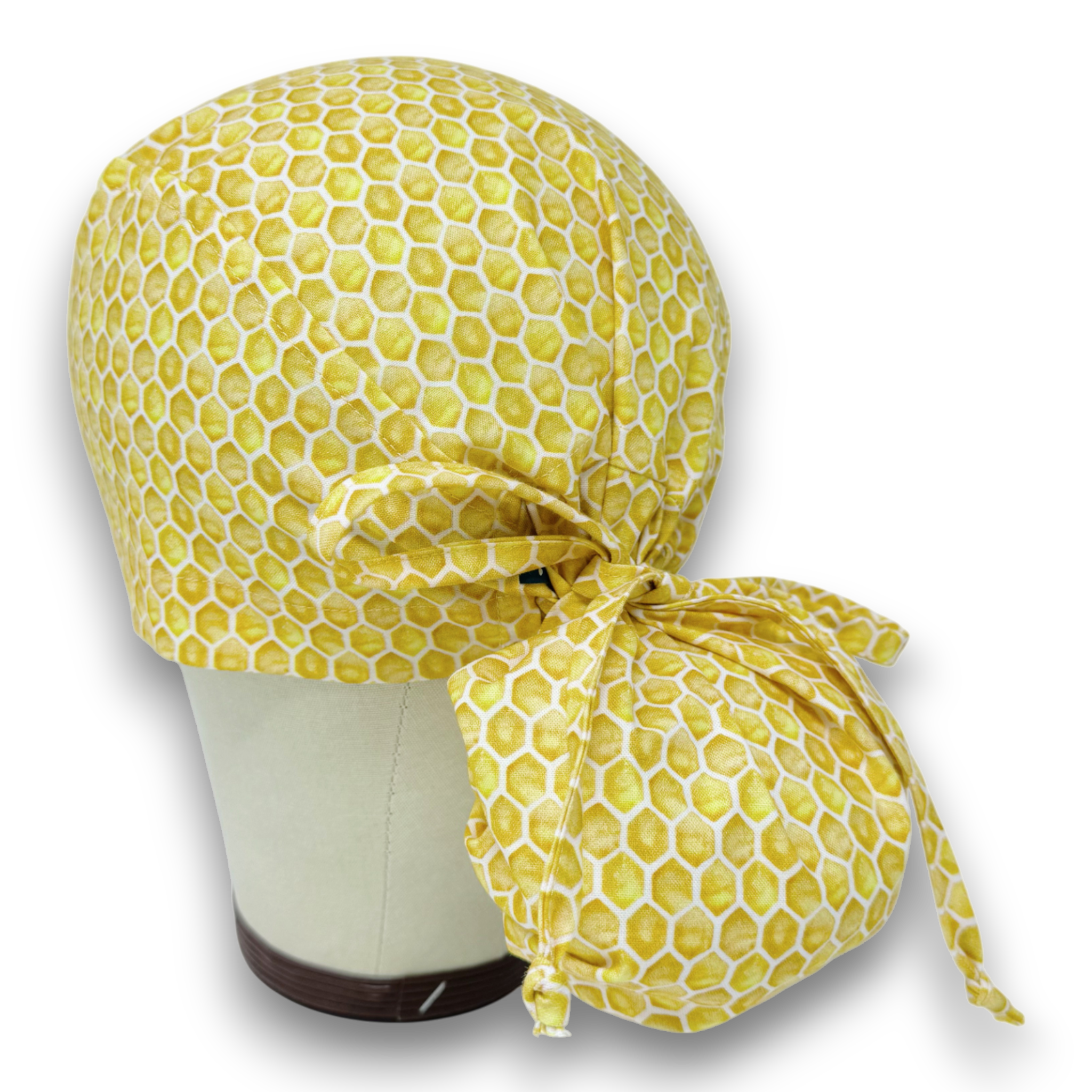 Honeycomb Ponytail scrub cap for women with satin lined option by Paradise Caps.