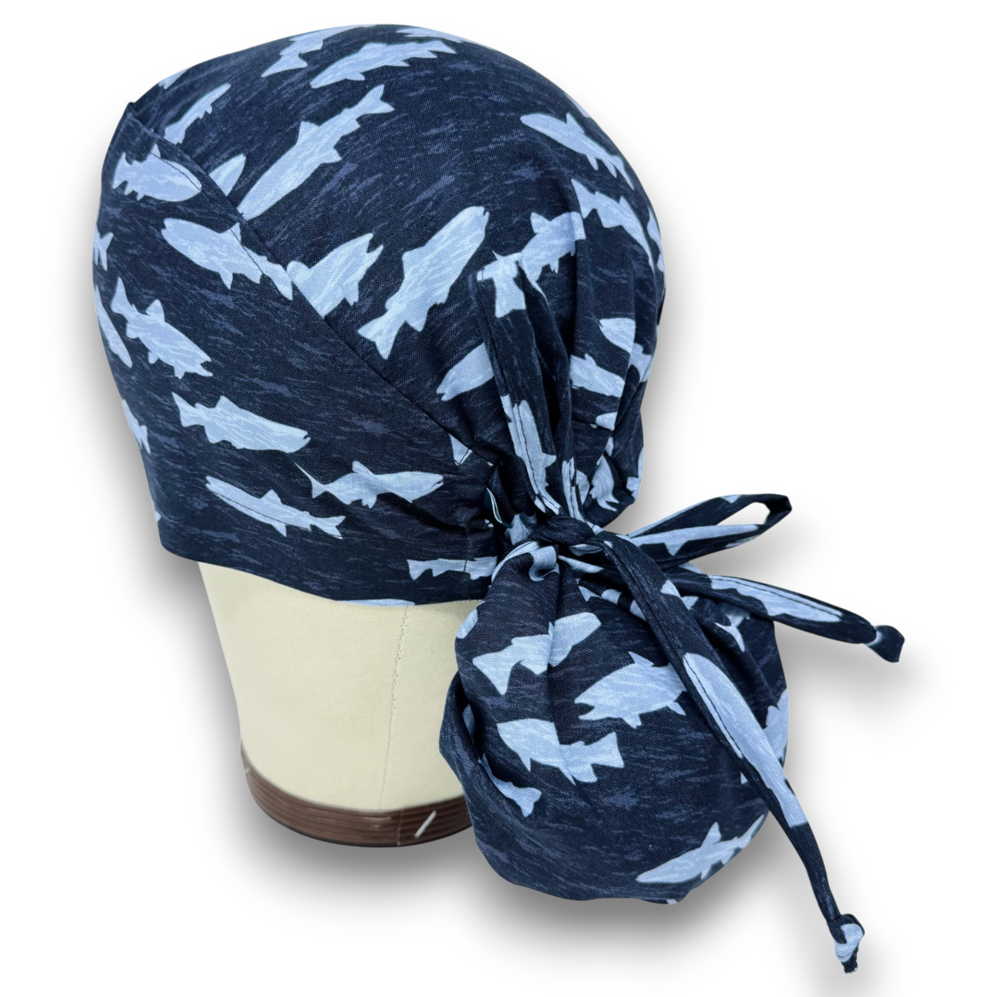 Shark Ponytail scrub cap for women with satin lined option by Paradise Caps.