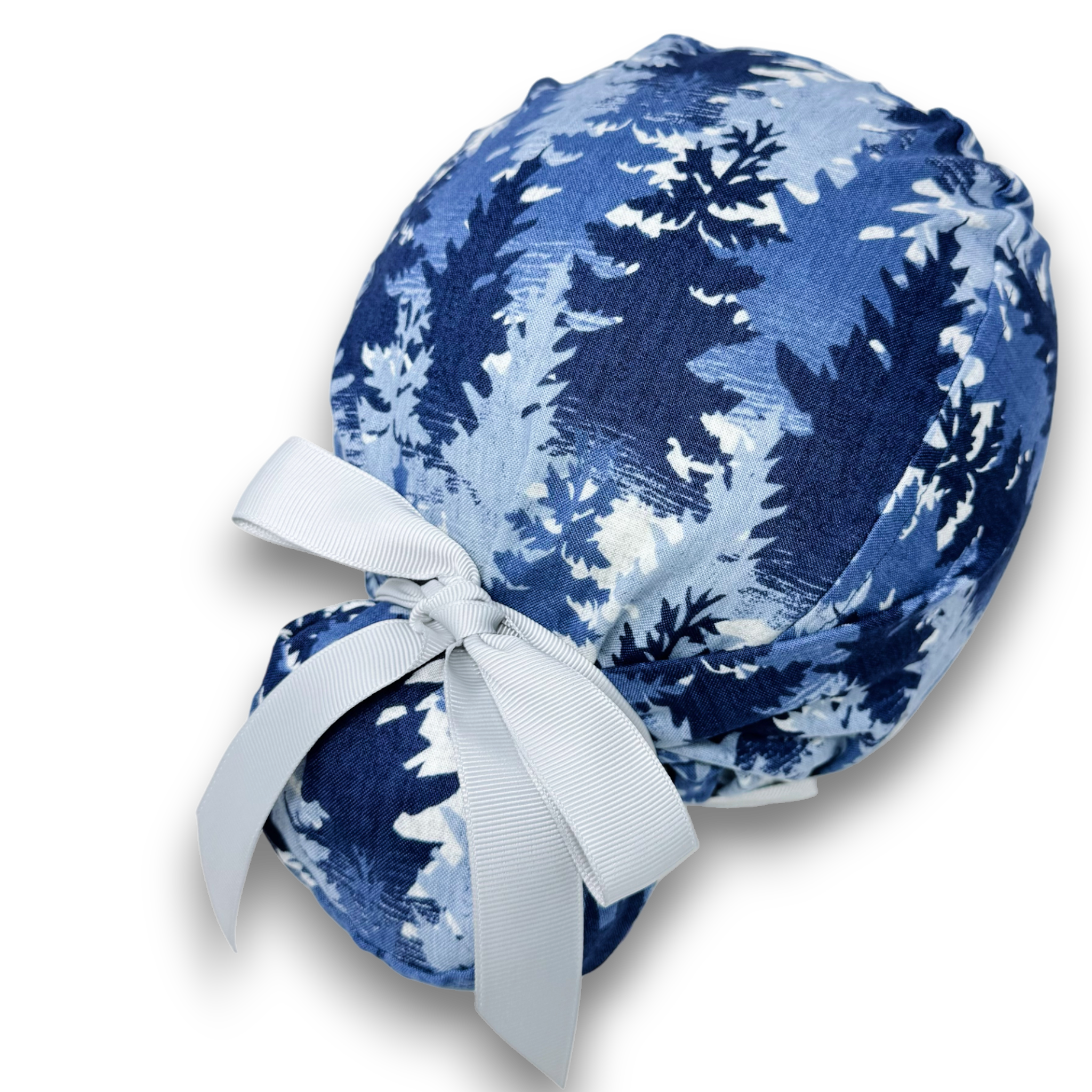 Winter forest Euro scrub cap with ties for Women by Paradise Caps. Euro PLUS style.