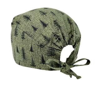 Pine Forest Skull tie-back style surgical scrub cap for men by Paradise Caps.