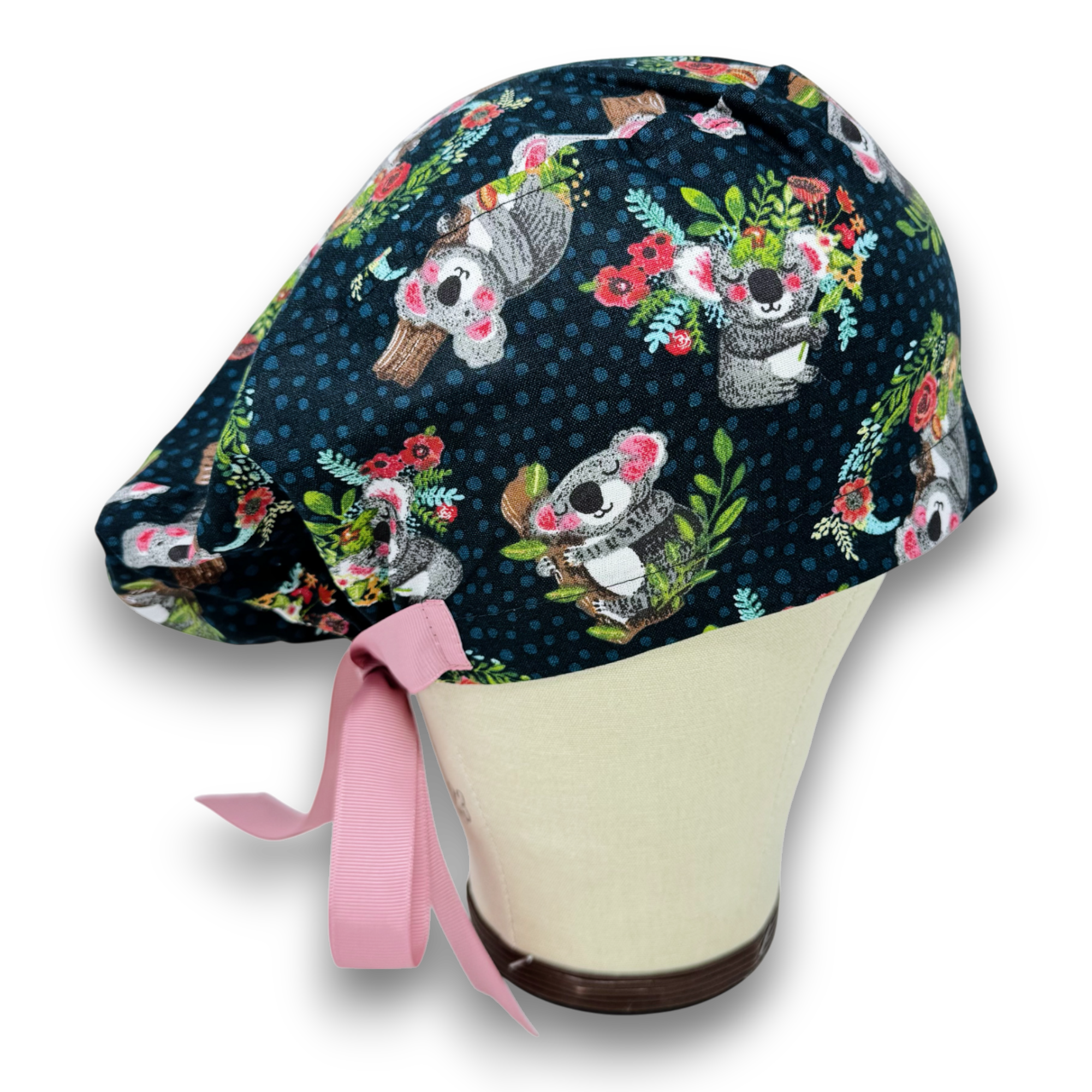 Koala Euro scrub cap with ties for Women by Paradise Caps. Euro PLUS style.