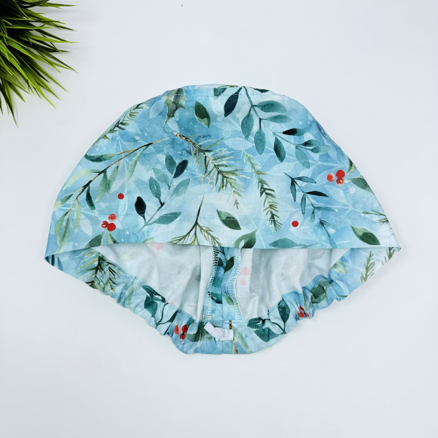 Woodland Winter Euro Scrub Cap for Women, Surgical cap Satin Lined Option